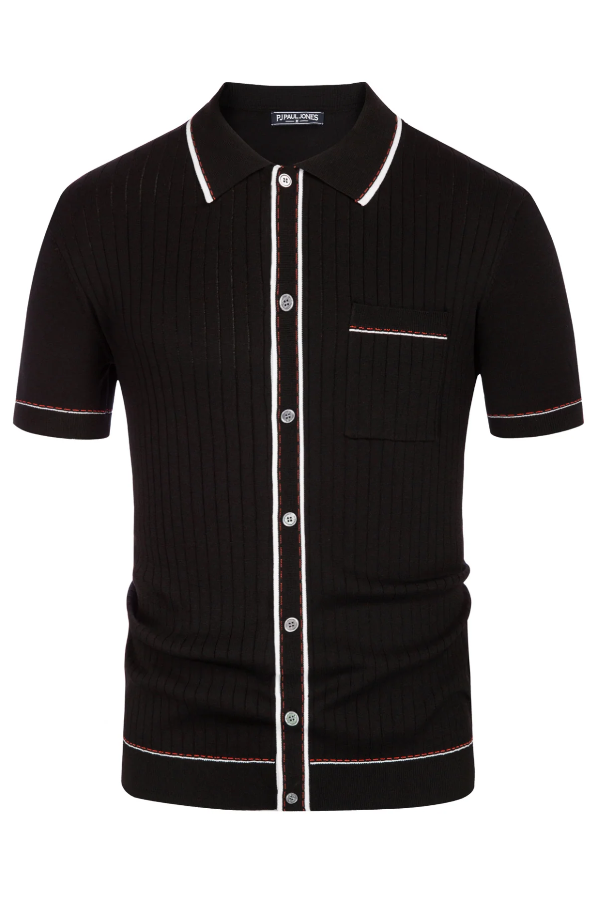 Men's Short Sleeve Knit Polo Cardigans Shirts Vintage Golf Polo Shirt - Image 12