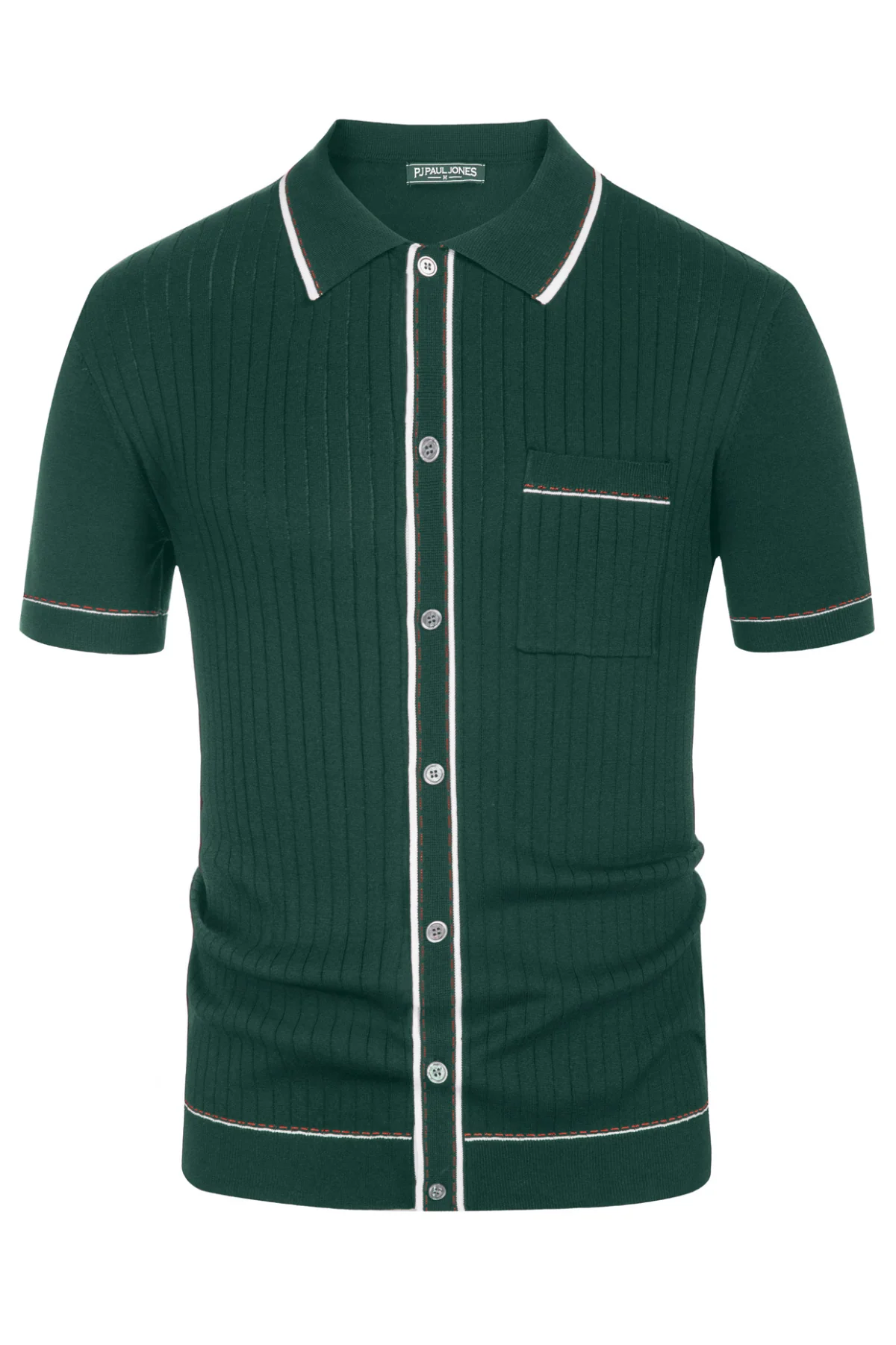 Men's Short Sleeve Knit Polo Cardigans Shirts Vintage Golf Polo Shirt - Image 21