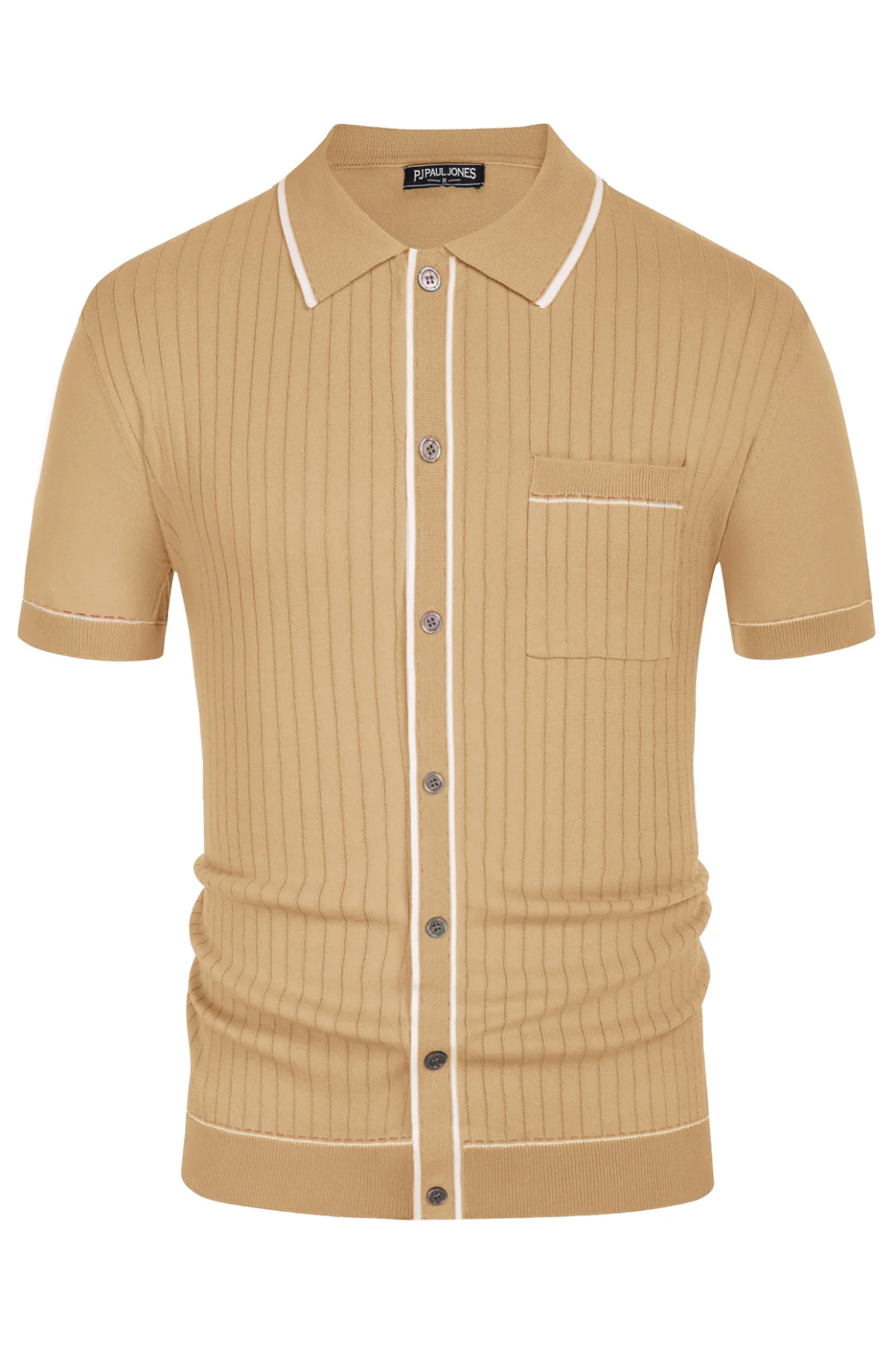 Men's Short Sleeve Knit Polo Cardigans Shirts Vintage Golf Polo Shirt - Image 31