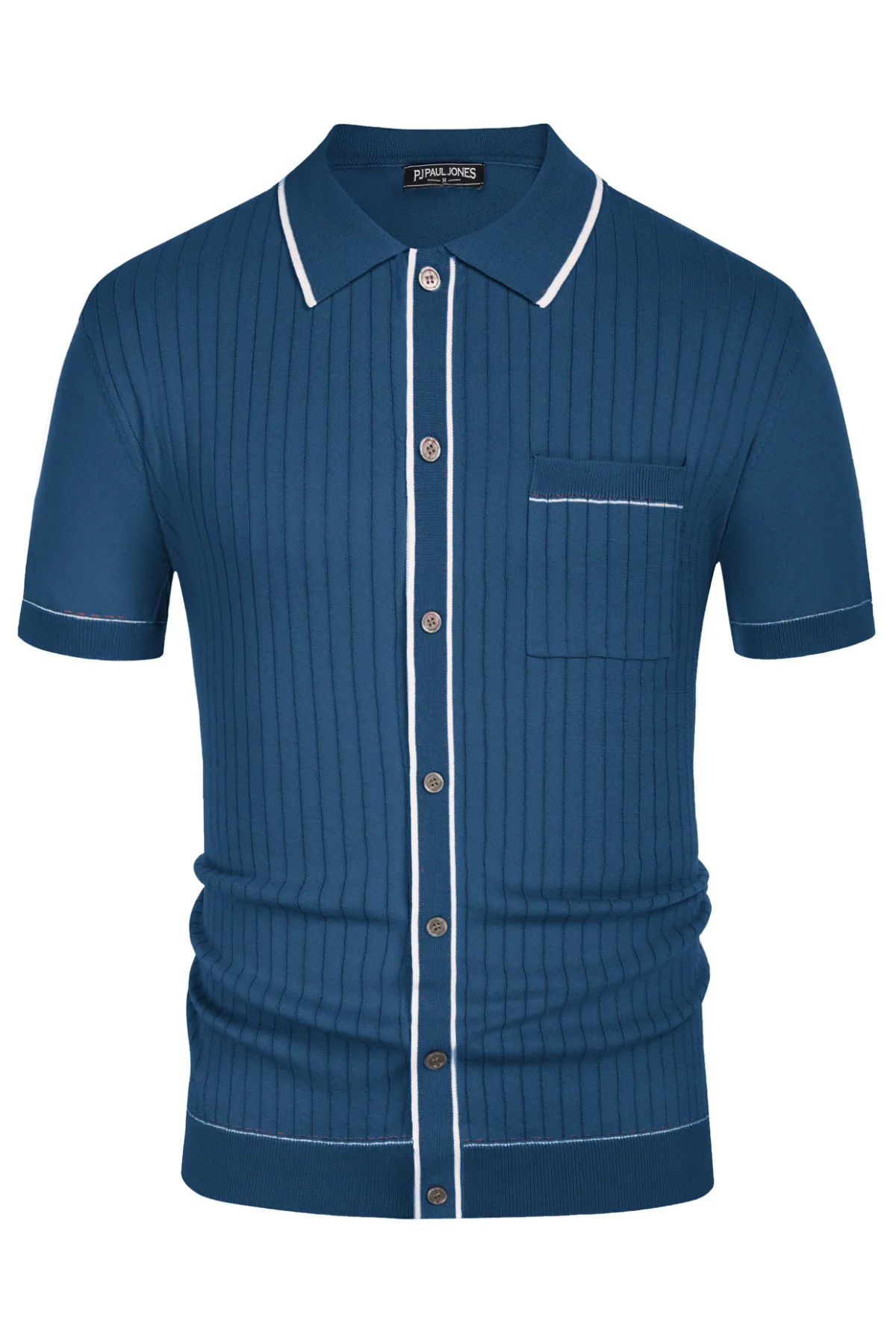 Men's Short Sleeve Knit Polo Cardigans Shirts Vintage Golf Polo Shirt - Image 40