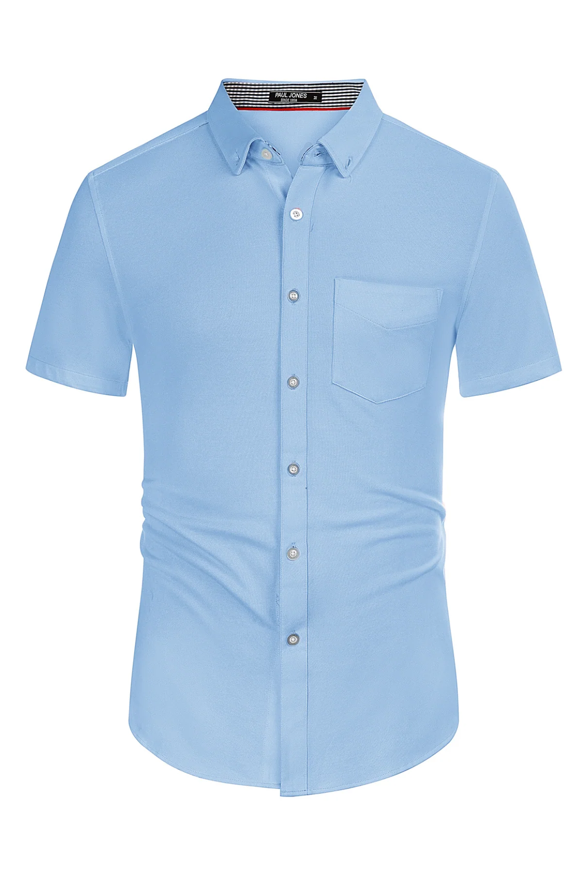 Men's Short Sleeve Oxford Shirt Slim Fit Button Down Cardigans Shirts with Chest Pocket - Image 29