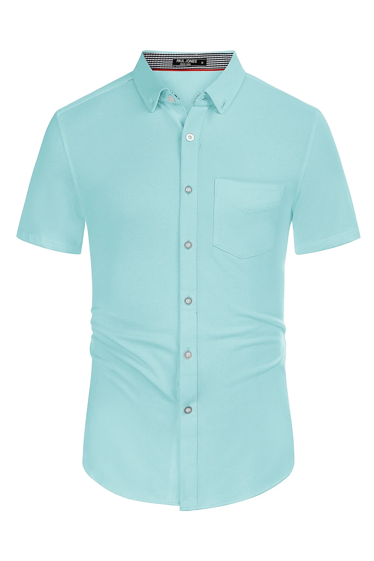 Men's Short Sleeve Oxford Shirt Slim Fit Button Down Cardigans Shirts with Chest Pocket - Image 35