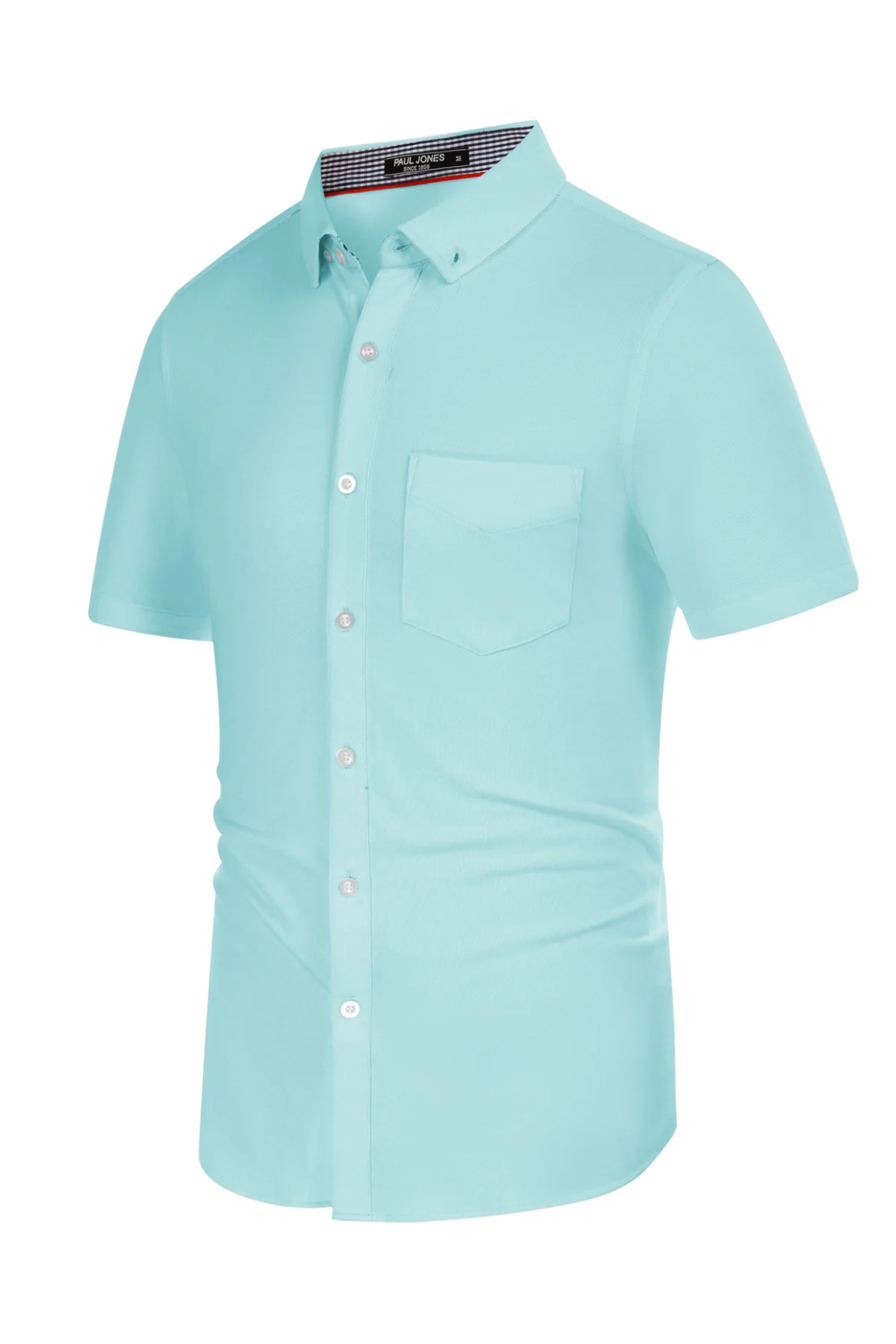 Men's Short Sleeve Oxford Shirt Slim Fit Button Down Cardigans Shirts with Chest Pocket - Image 36