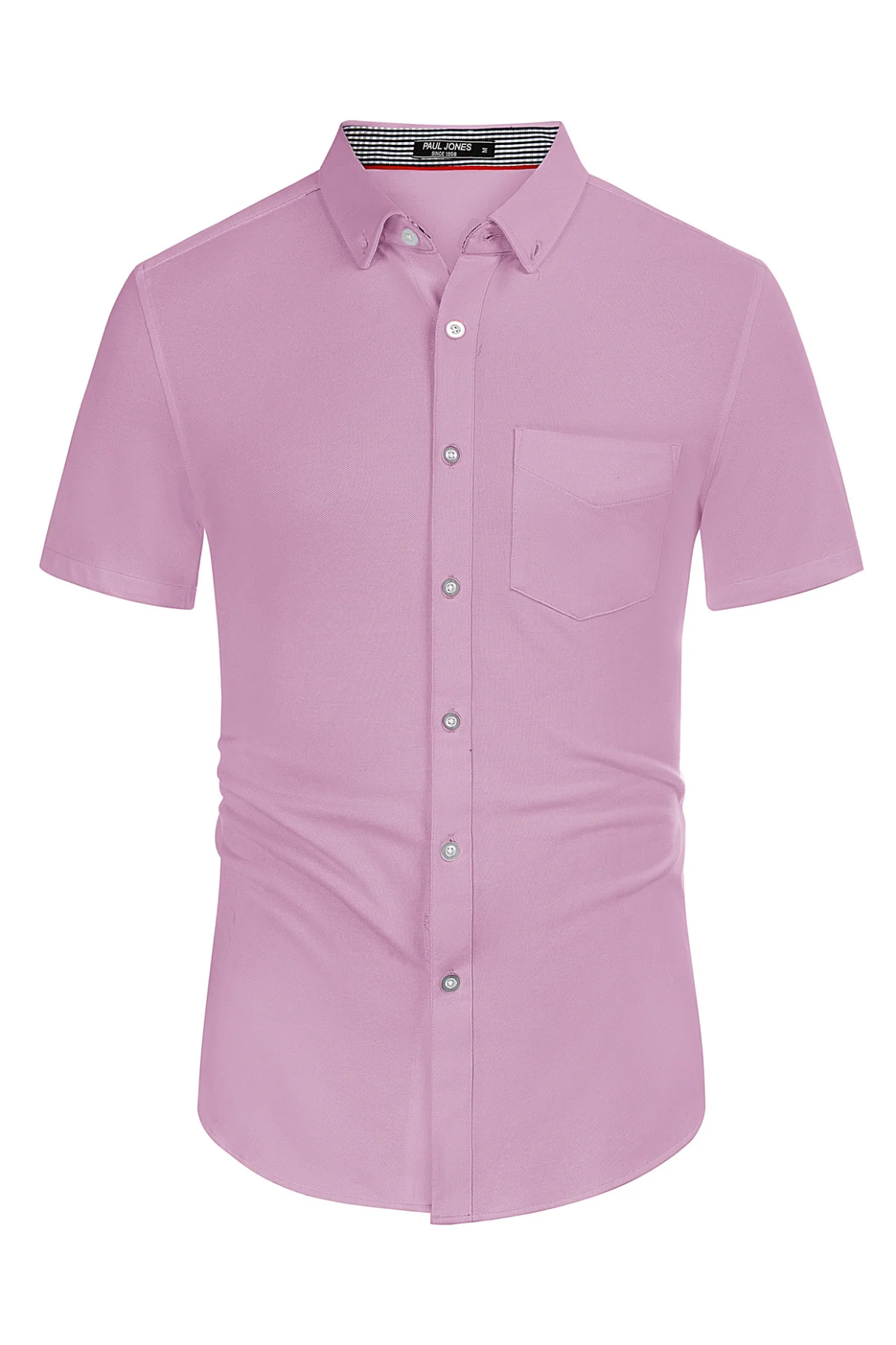 Men's Short Sleeve Oxford Shirt Slim Fit Button Down Cardigans Shirts with Chest Pocket - Image 47