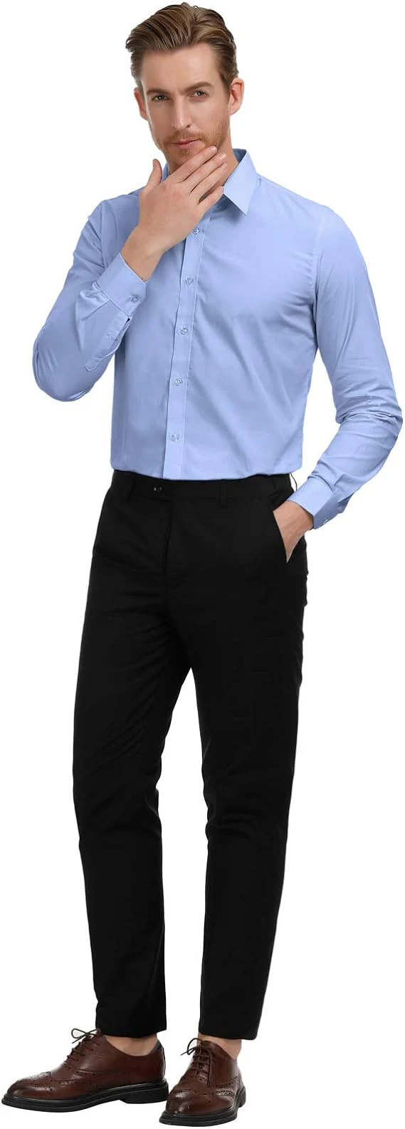 Paul Jones Men's Long Sleeves Button Down Dress Cardigans Shirts - Image 50