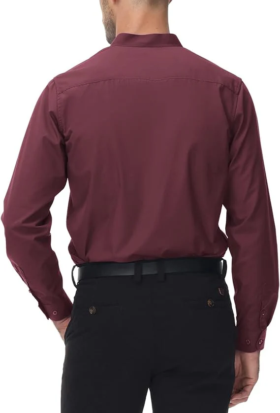 Paul Jones Men's Long Sleeves Button Down Dress Cardigans Shirts - Image 71