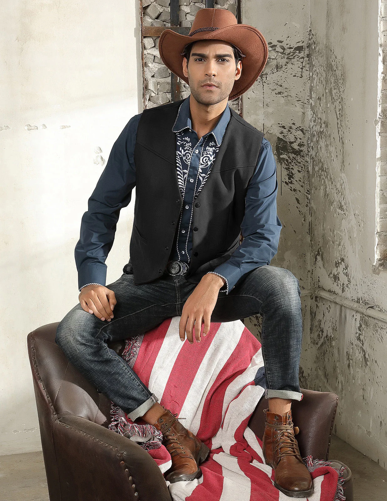 Men's Suede Leather Suit Vest Casual Western Cowboy Waistcoat Leisure Vests - Image 13
