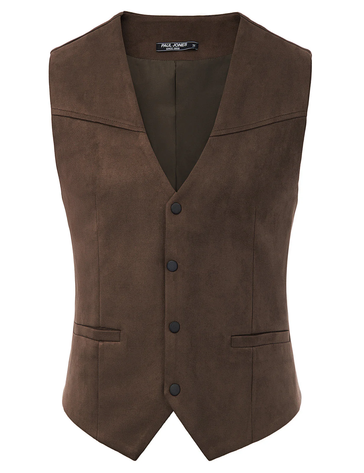 Men's Suede Leather Suit Vest Casual Western Cowboy Waistcoat Leisure Vests - Image 14