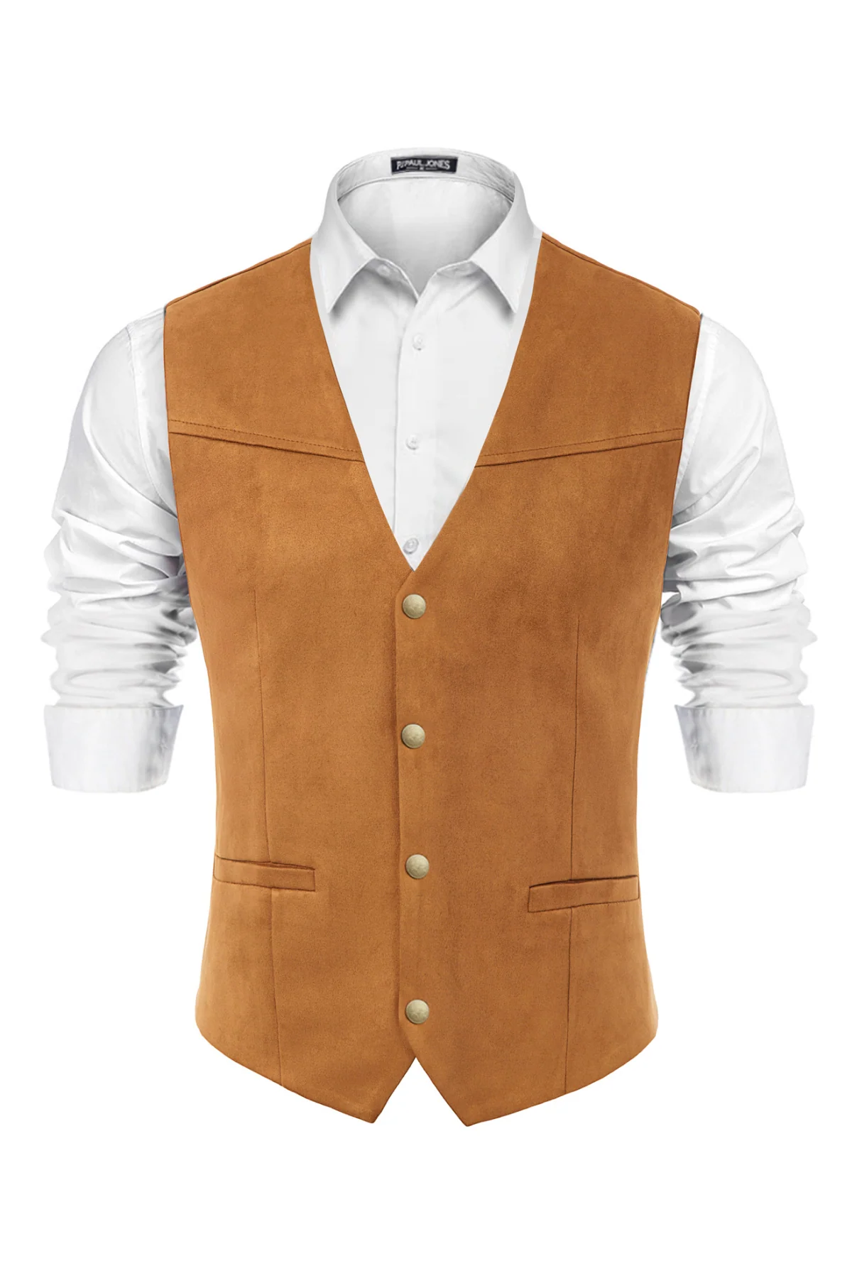 Men's Suede Leather Suit Vest Casual Western Cowboy Waistcoat Leisure Vests - Image 17