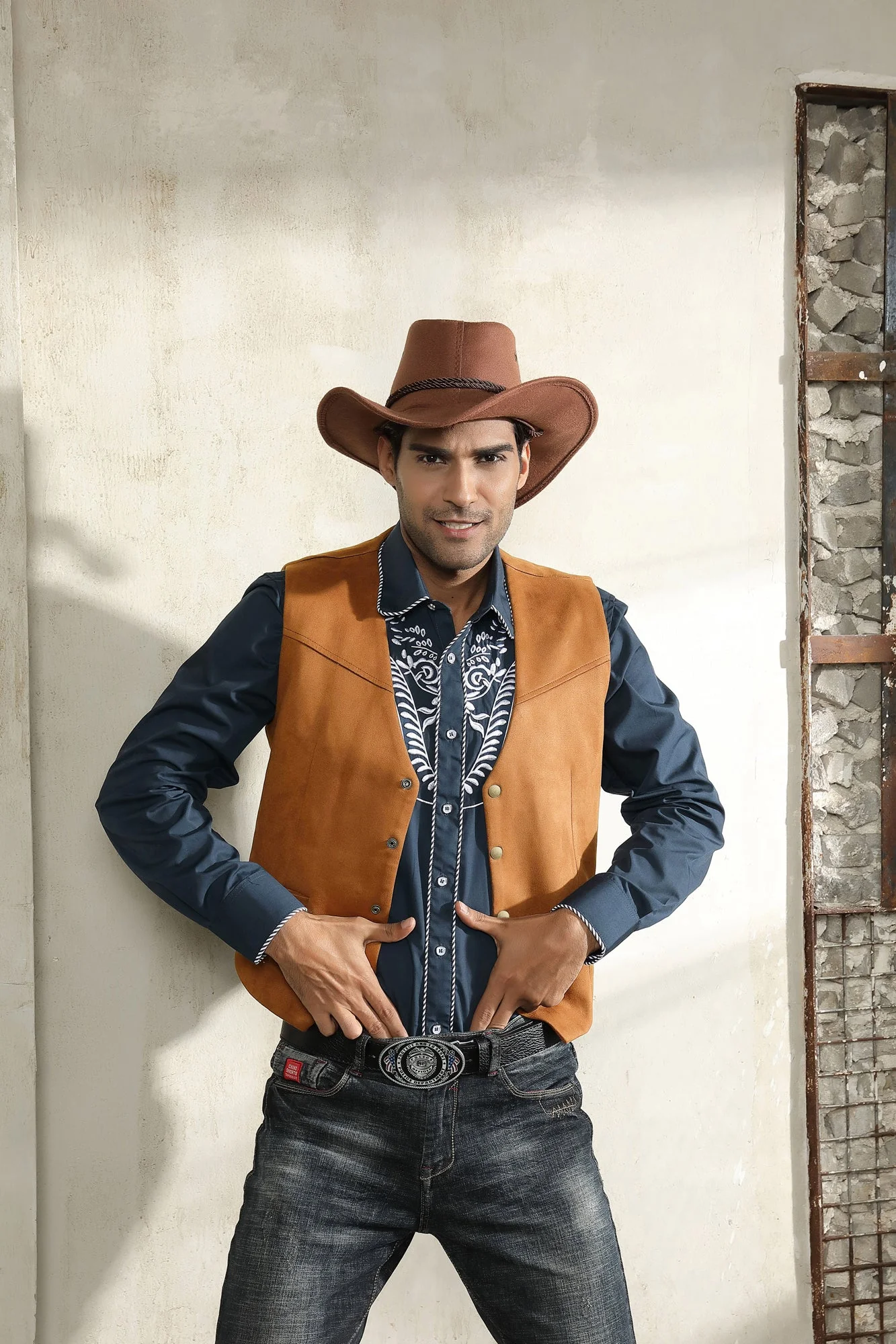 Men's Suede Leather Suit Vest Casual Western Cowboy Waistcoat Leisure Vests - Image 20