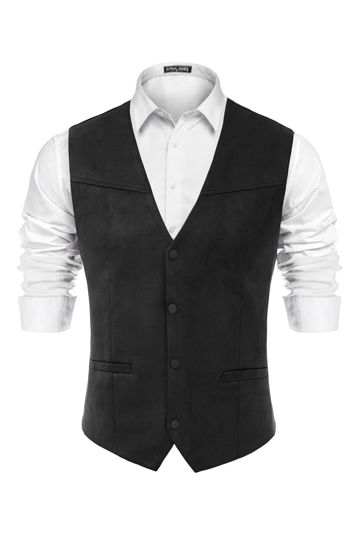 Men's Suede Leather Suit Vest Casual Western Cowboy Waistcoat Leisure Vests - Image 3