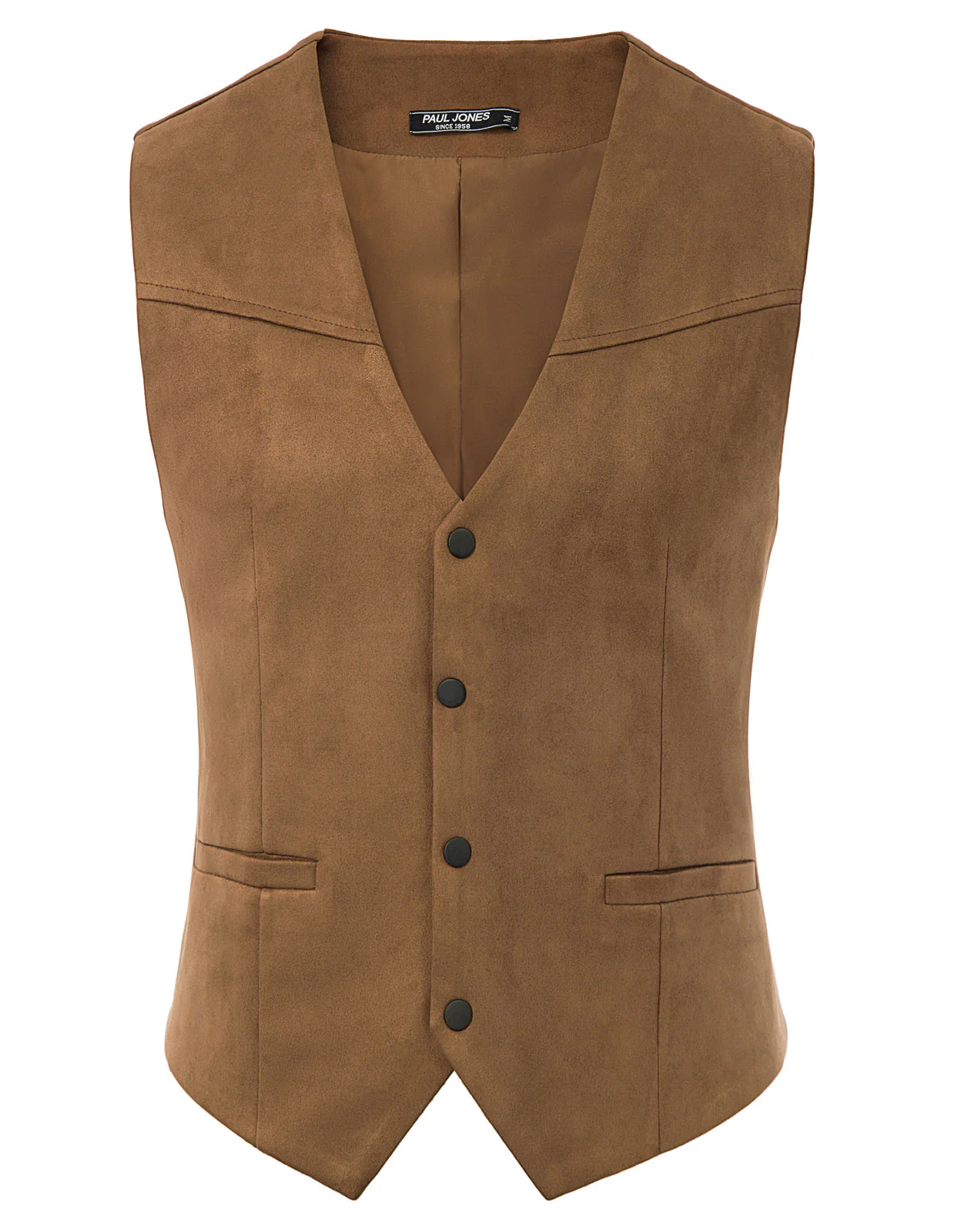 Men's Suede Leather Suit Vest Casual Western Cowboy Waistcoat Leisure Vests - Image 6