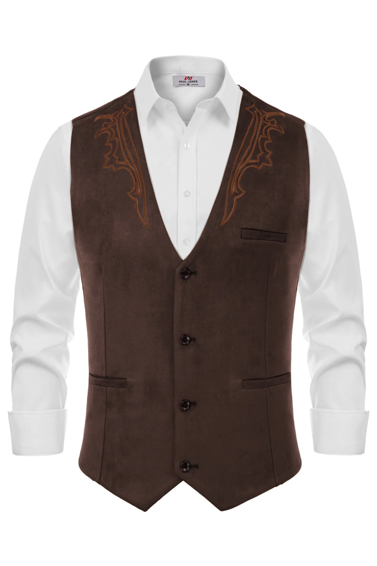 Men's Suede Leather Suit Vest Embroidery Casual Slim Fit Western Vest Waistcoats - Image 21
