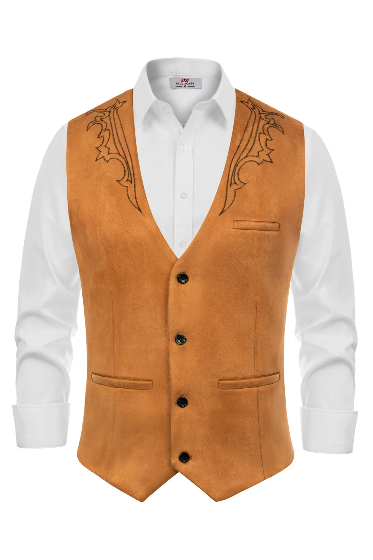 Men's Suede Leather Suit Vest Embroidery Casual Slim Fit Western Vest Waistcoats - Image 31