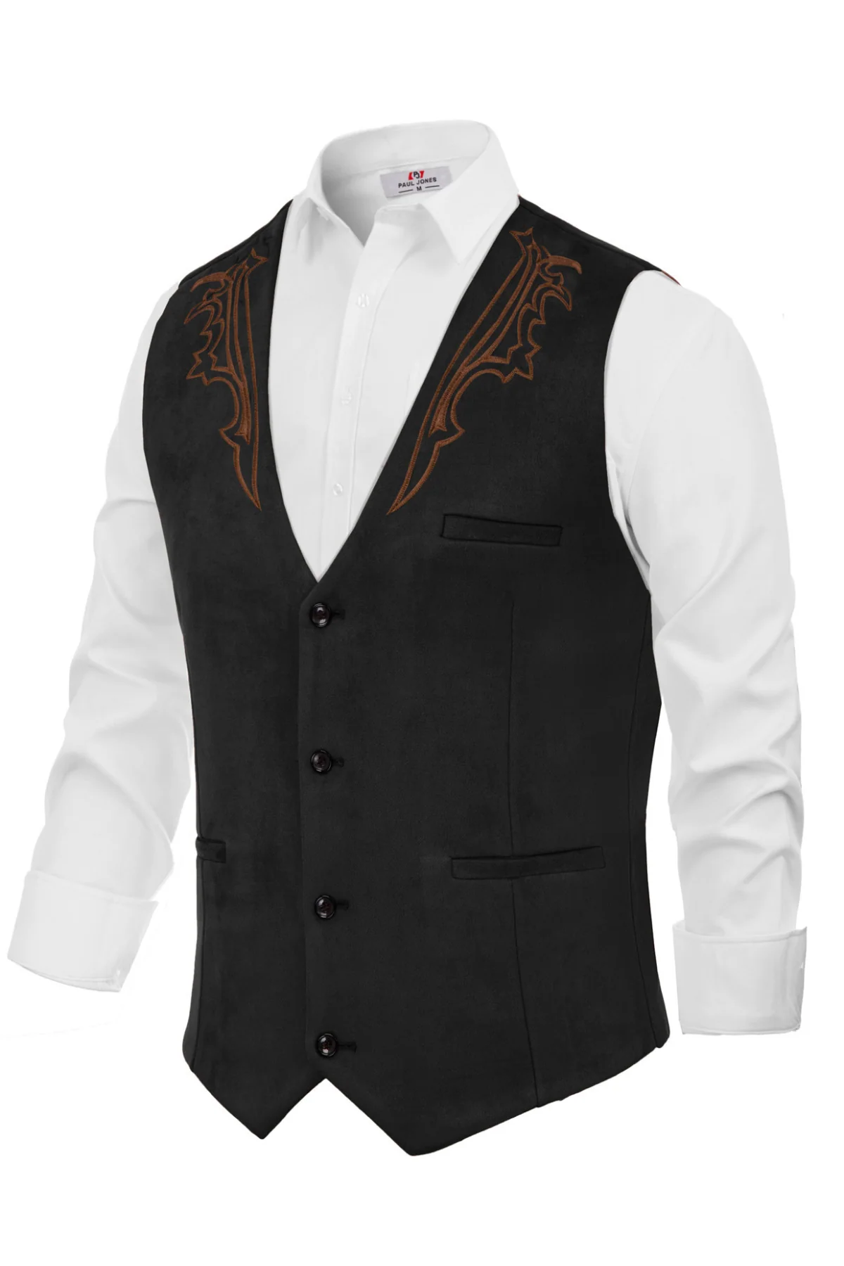 Men's Suede Leather Suit Vest Embroidery Leisure Slim Fit Western Vest Waistcoat - Image 22