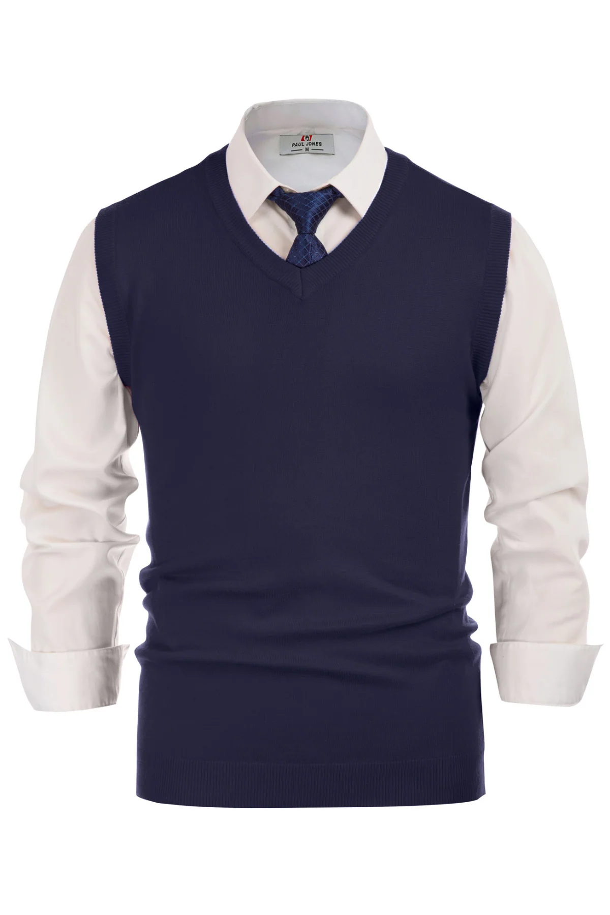 Mens V-Neck Knitted Sweater Vest Solid Plain Sleeveless Pullover Knitwear - Image 12