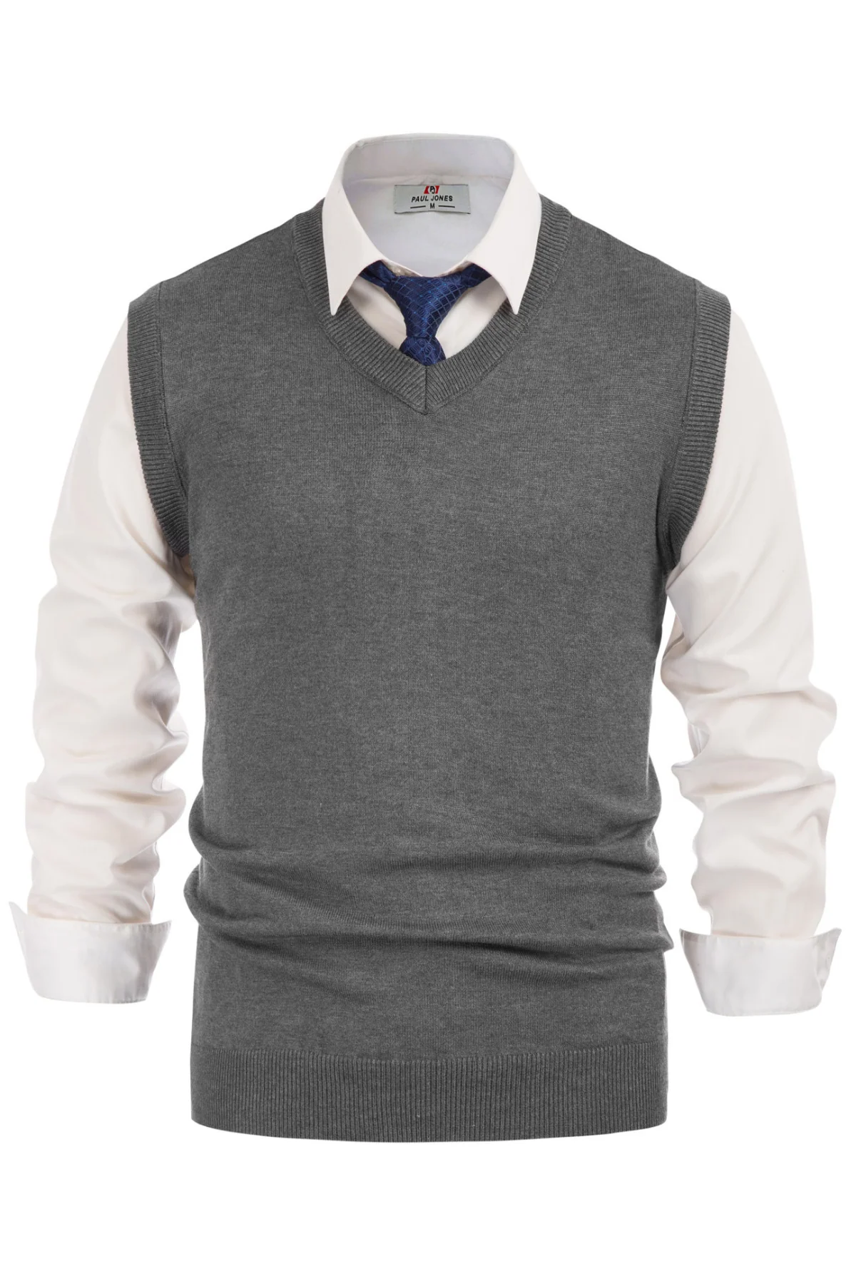 Mens V-Neck Knitted Sweater Vest Solid Plain Sleeveless Pullover Knitwear - Image 19