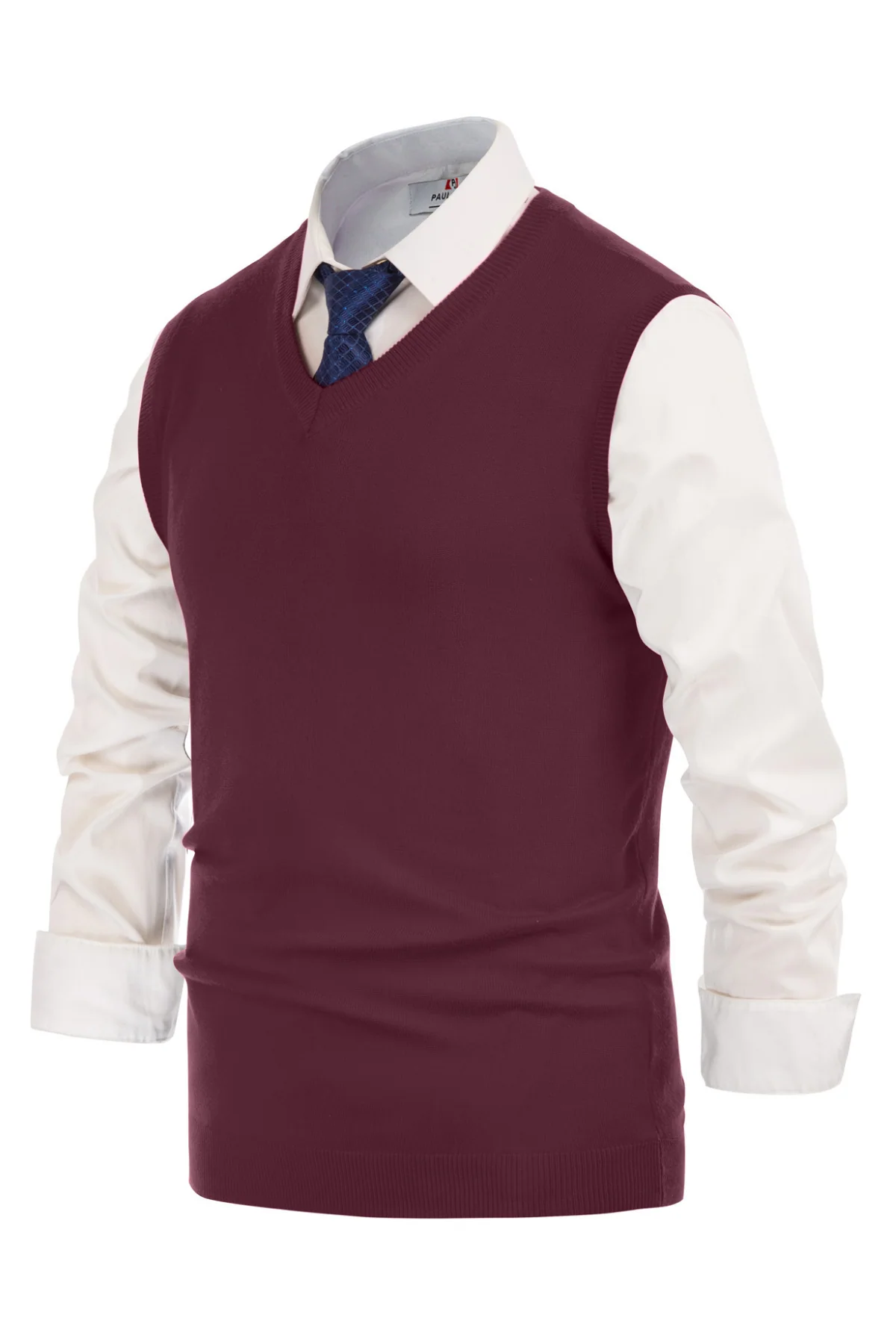 Mens V-Neck Knitted Sweater Vest Solid Plain Sleeveless Pullover Knitwear - Image 27