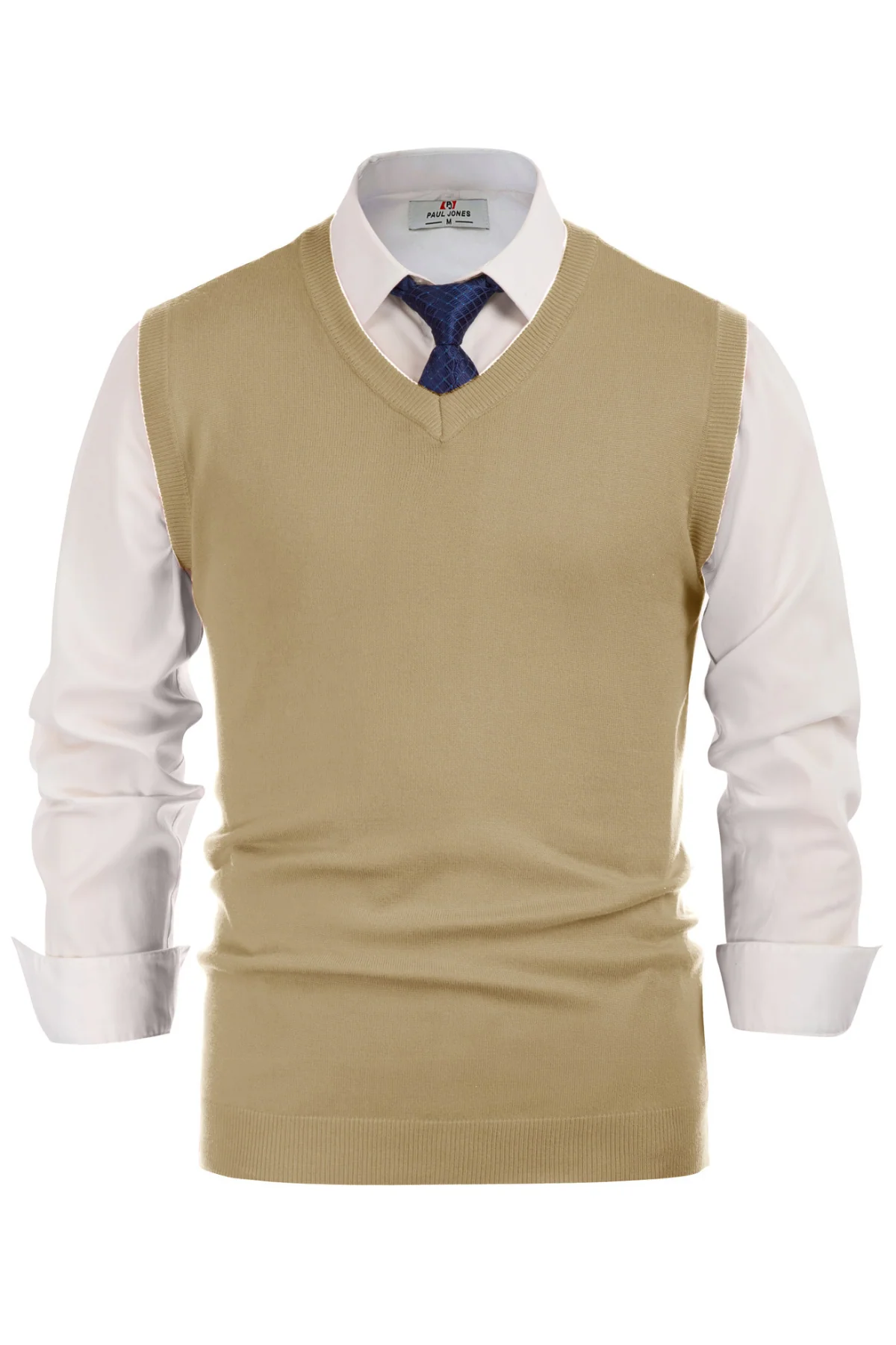 Mens V-Neck Knitted Sweater Vest Solid Plain Sleeveless Pullover Knitwear - Image 3