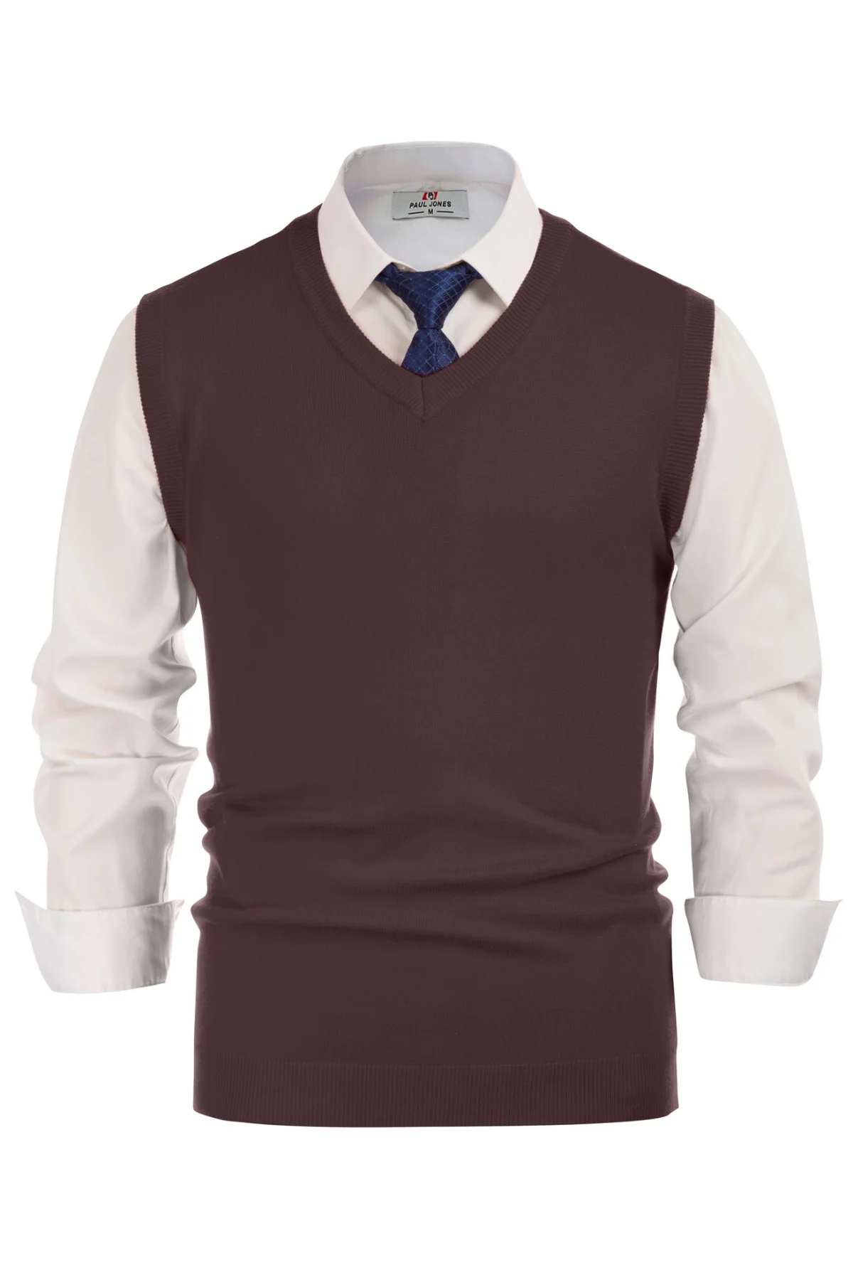 Mens V-Neck Knitted Sweater Vest Solid Plain Sleeveless Pullover Knitwear - Image 39