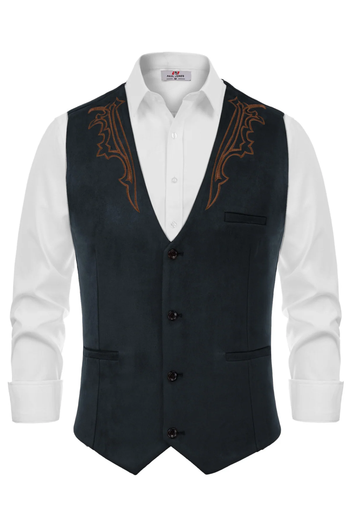 Men's Suede Leather Suit Vest Embroidery Casual Slim Fit Western Vest Waistcoats - Image 21