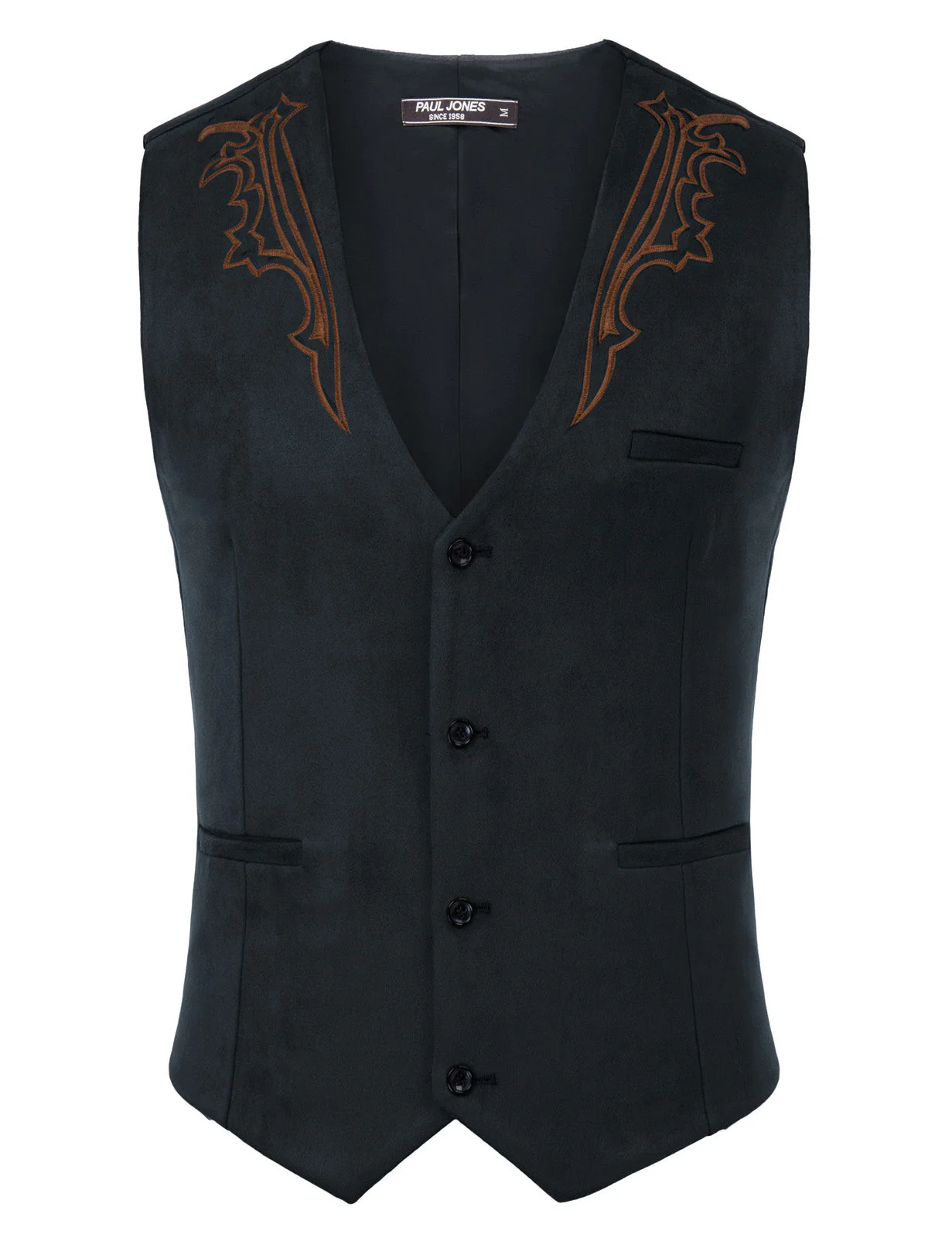 Men's Suede Leather Suit Vest Embroidery Casual Slim Fit Western Vest Waistcoats - Image 23