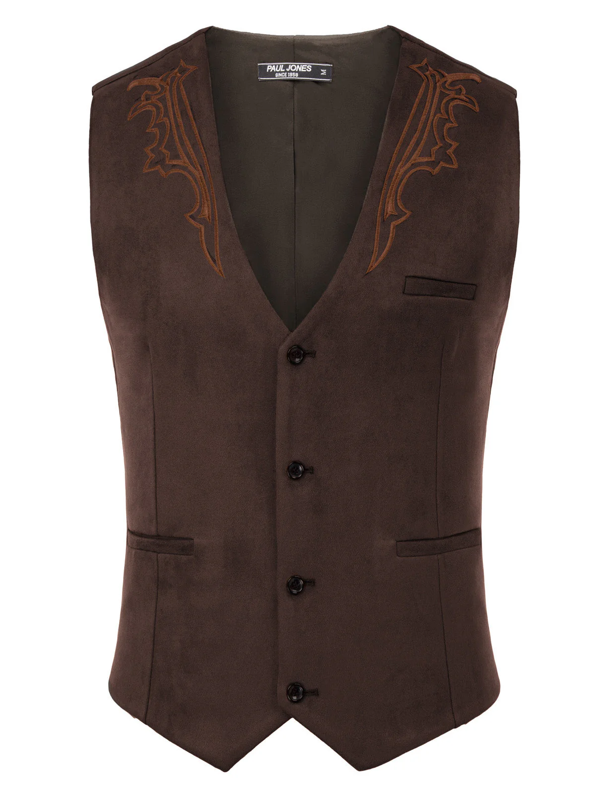 Men's Suede Leather Suit Vest Embroidery Casual Slim Fit Western Vest Waistcoats - Image 5