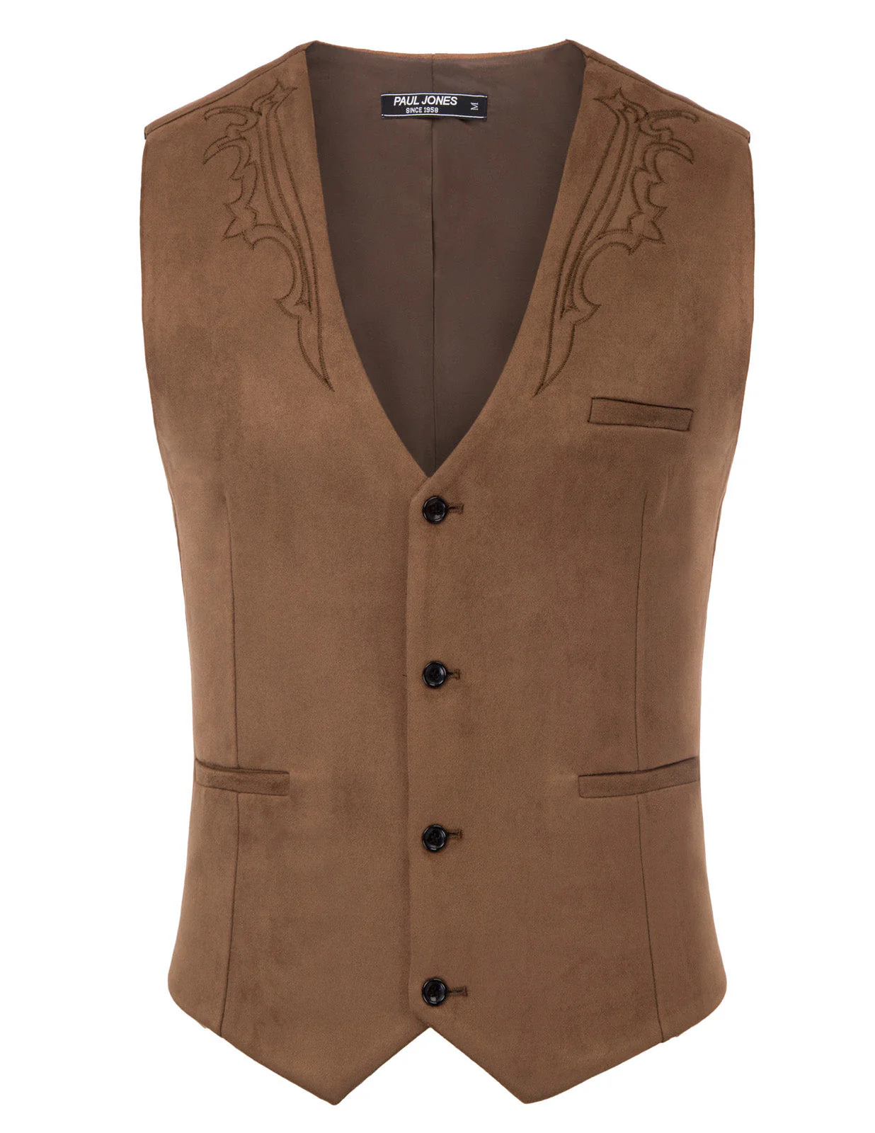 Men's Suede Leather Suit Vest Embroidery Casual Slim Fit Western Vest Waistcoats - Image 9