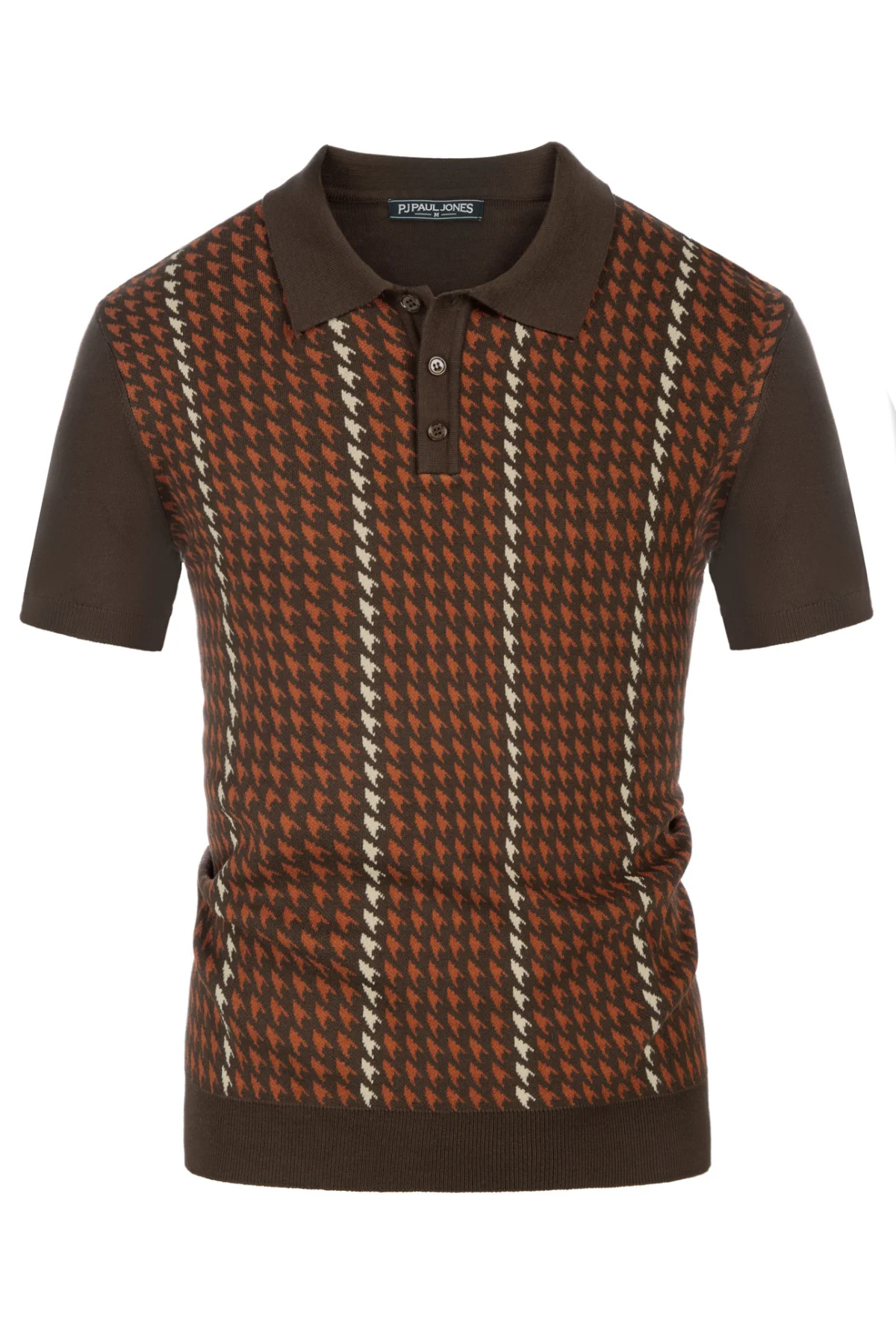 Men's Vintage Polo Pullover Shirts Lightweight Knit Houndstooth Golf Shirts - Image 3