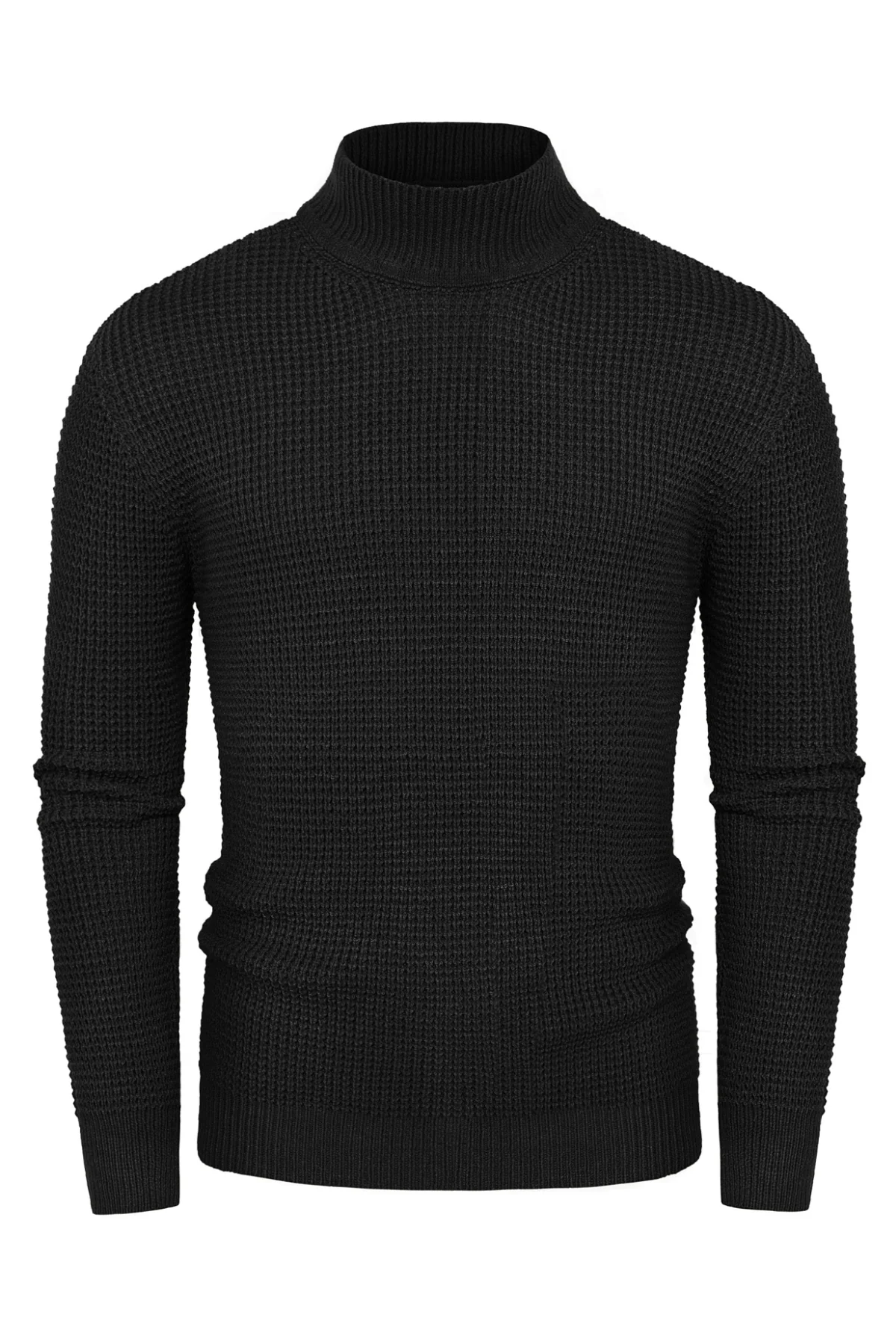 Mock Neck Sweaters Waffle Cable Knit Pullover Sweater - Image 13