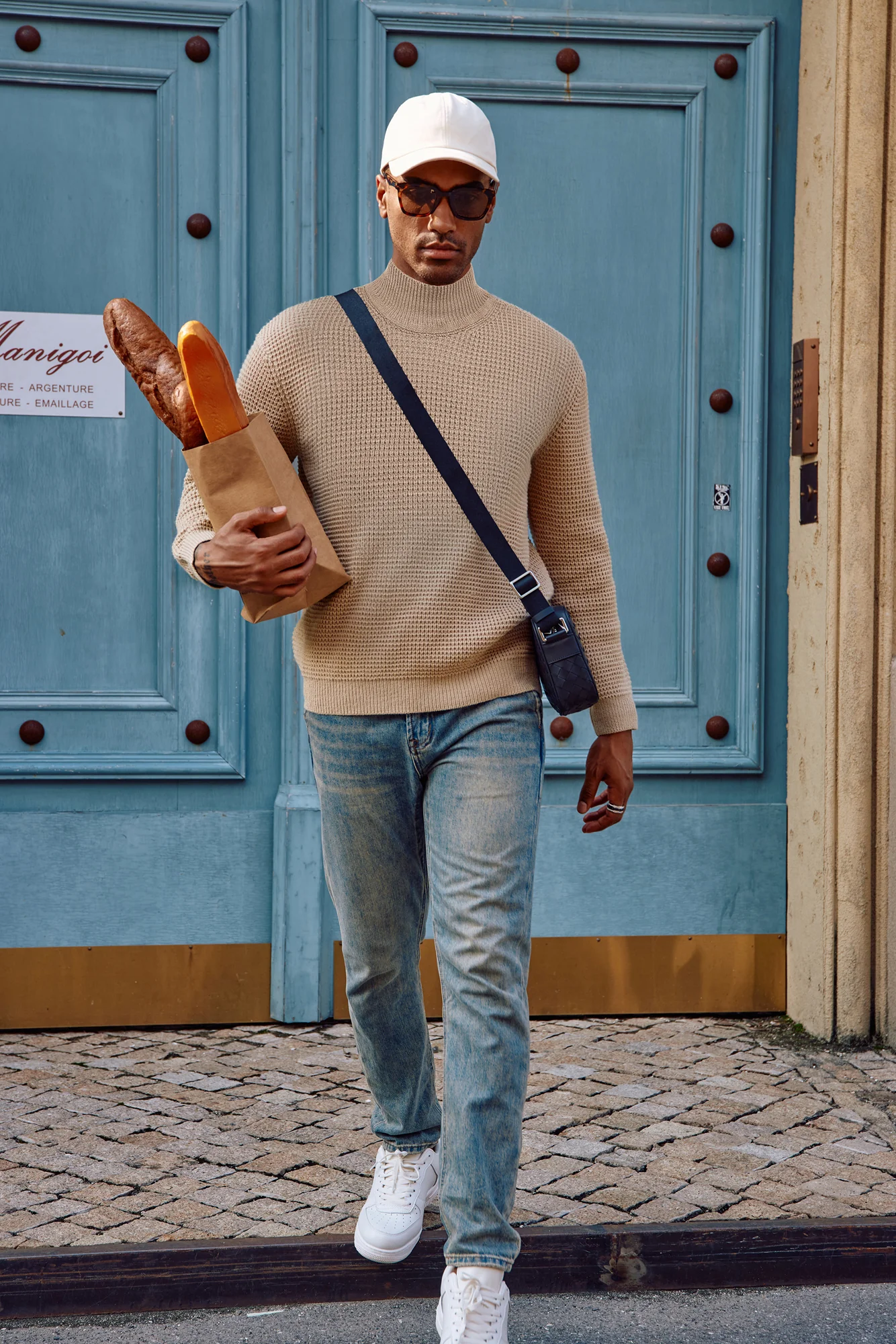 Mock Neck Sweaters Waffle Cable Knit Pullover Sweater - Image 7