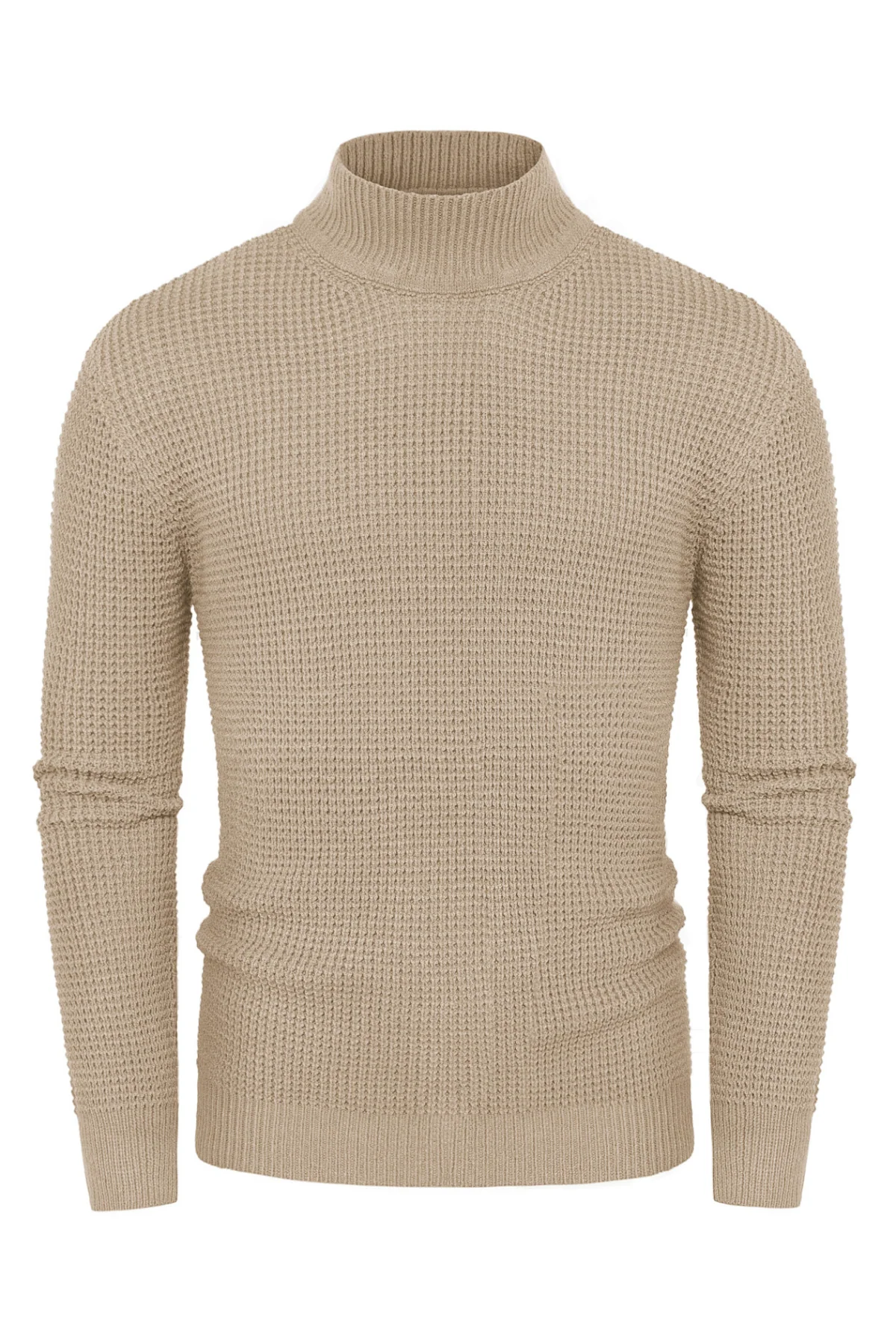 Mock Neck Sweaters Waffle Cable Knit Pullover Sweater - Image 8