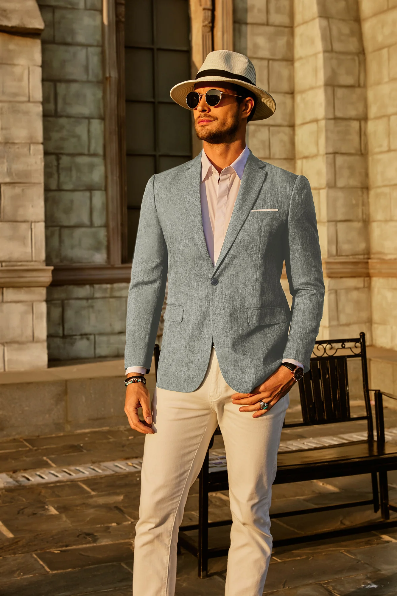 Men's Casual Lightweight Blazer Sport Coat One Button Business Suit Jacket - Image 29