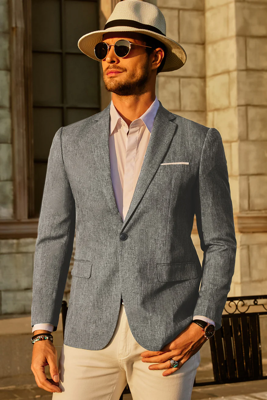 Men's Casual Lightweight Blazer Sport Coat One Button Business Suit Jacket - Image 3