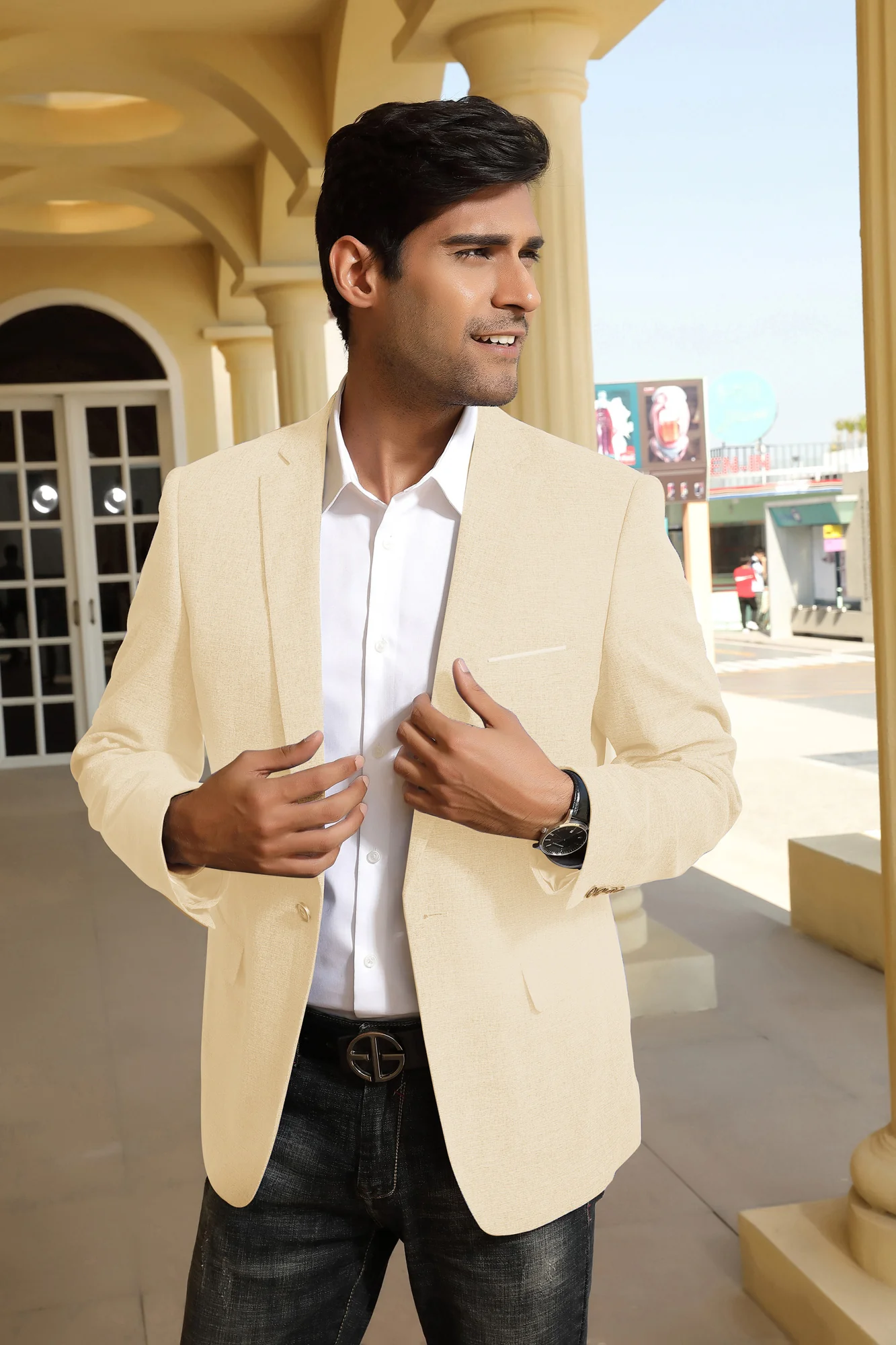 Men's Casual Lightweight Blazer Sport Coat One Button Business Suit Jacket - Image 45