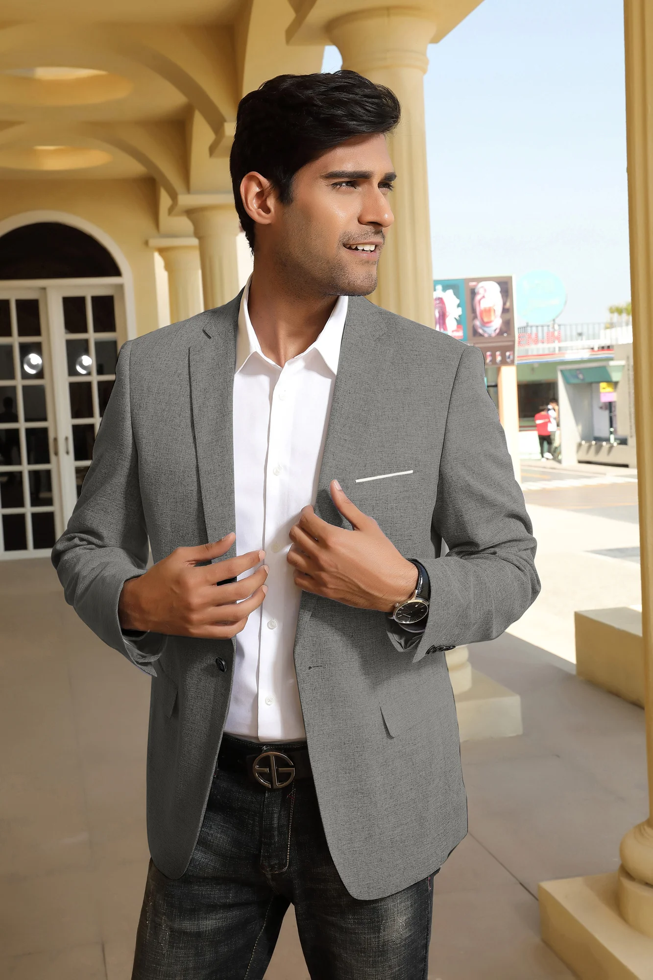 Men's Casual Lightweight Blazer Sport Coat One Button Business Suit Jacket - Image 5