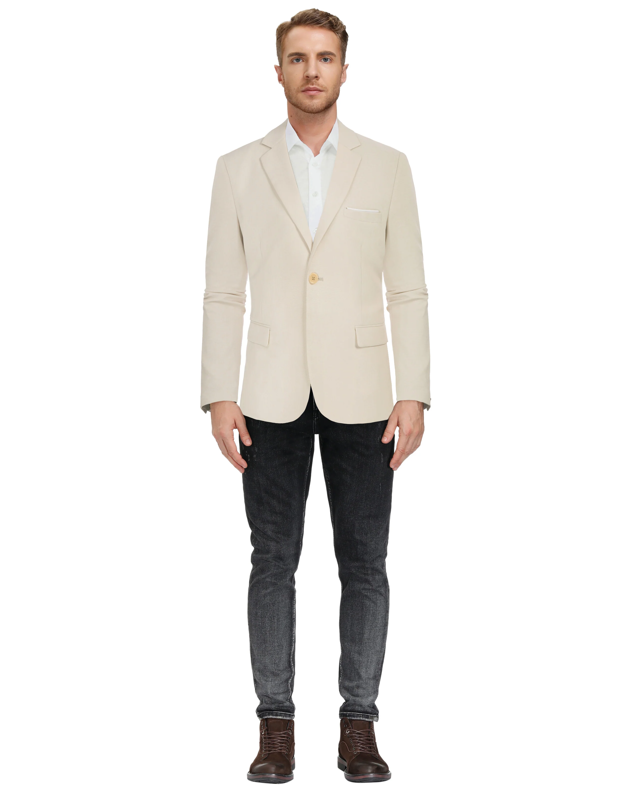 Men's Casual Lightweight Blazer Sport Coat One Button Business Suit Jacket - Image 54