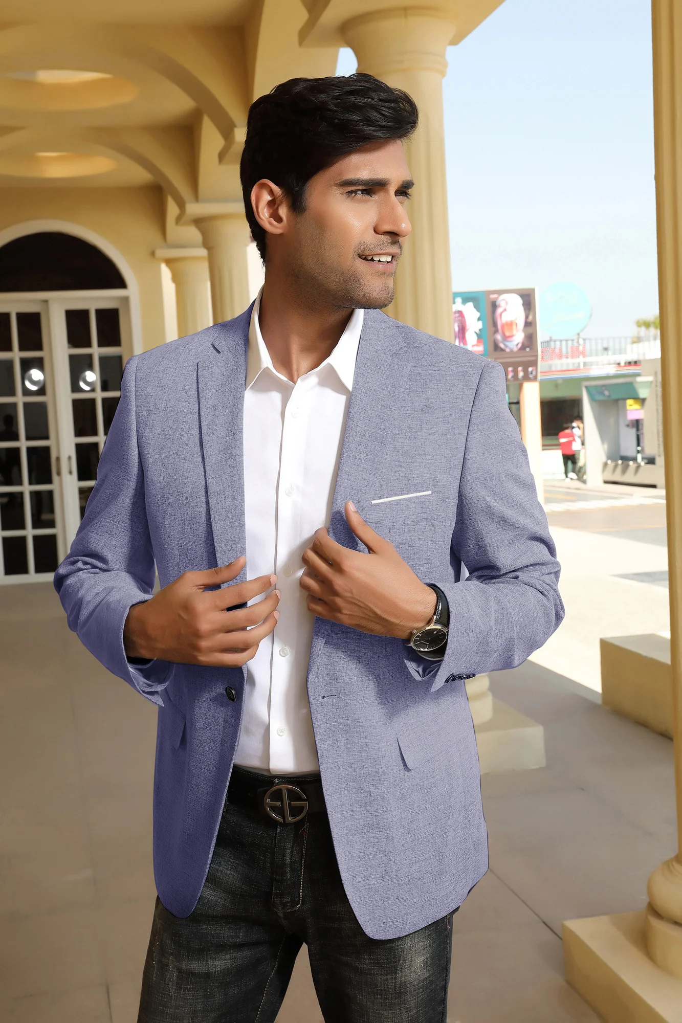 Men's Casual Lightweight Blazer Sport Coat One Button Business Suit Jacket - Image 8