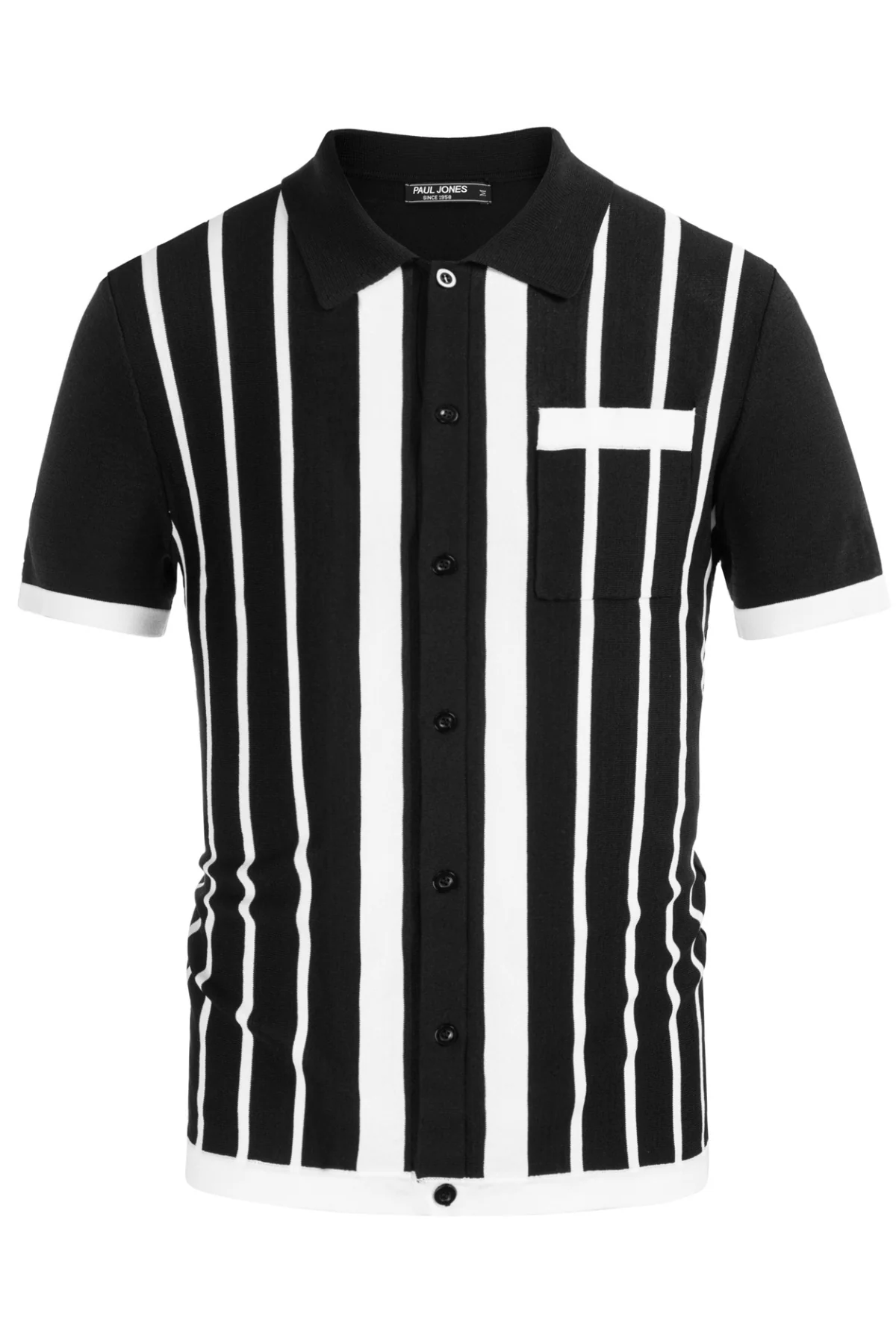 Mens Polo Shirts Vintage Striped Button Down Knitted Golf Cardigans Shirts - Image 10