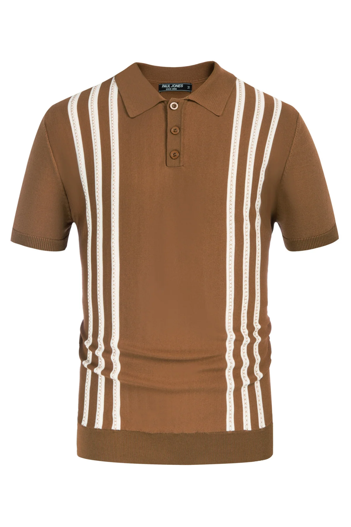Men's Vintage Stripe Knitted Polo Shirts Short Sleeve Pullover Golf Knit Mens Polo Shirt - Image 18