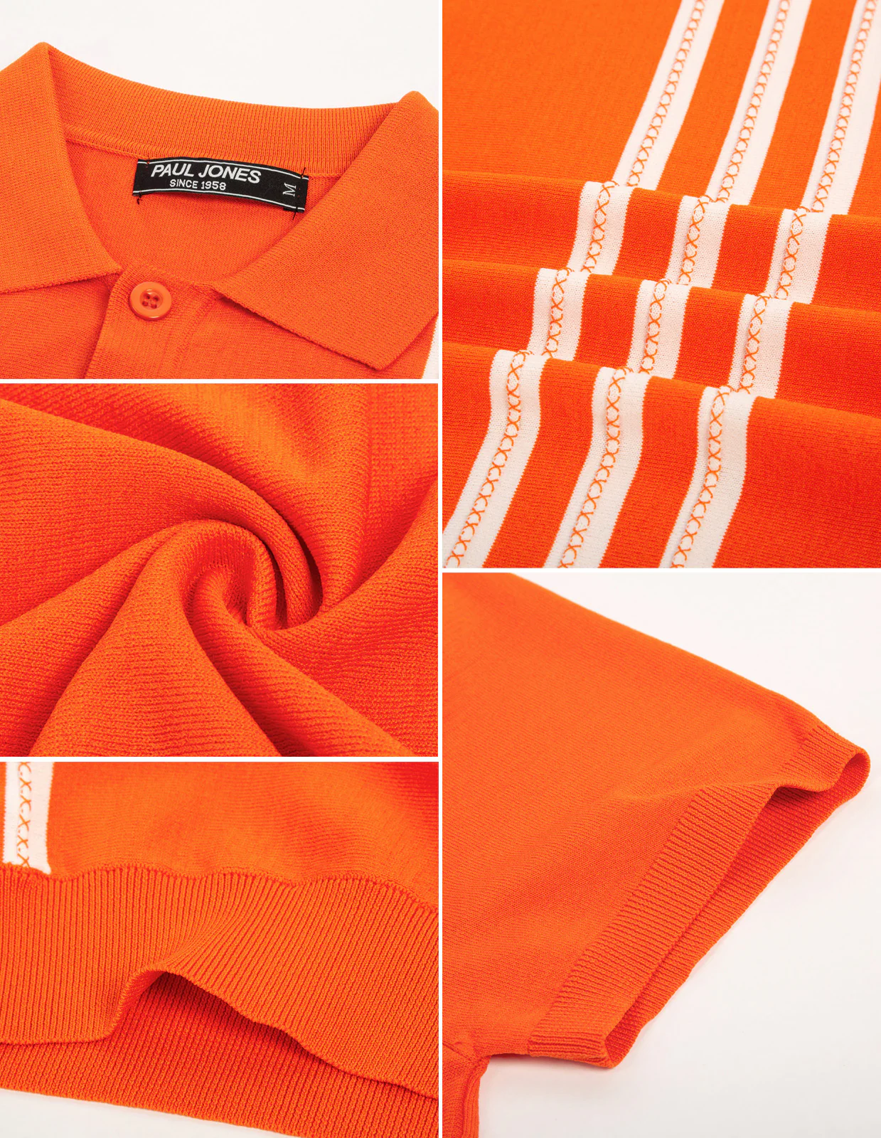 Men's Vintage Stripe Knitted Polo Shirts Short Sleeve Pullover Golf Knit Mens Polo Shirt - Image 27