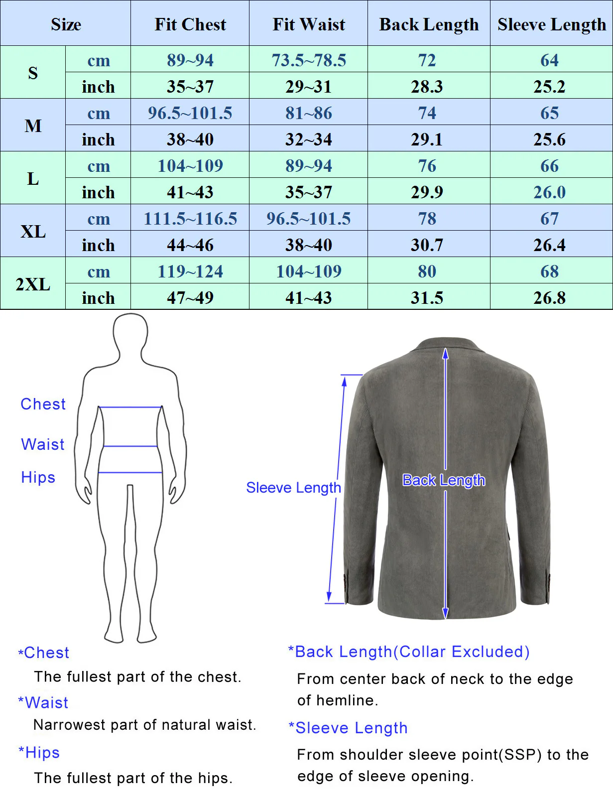 Men's Casual Corduroy Blazer Jacket Slim Fit Two Buttons Sport Coat - Image 13