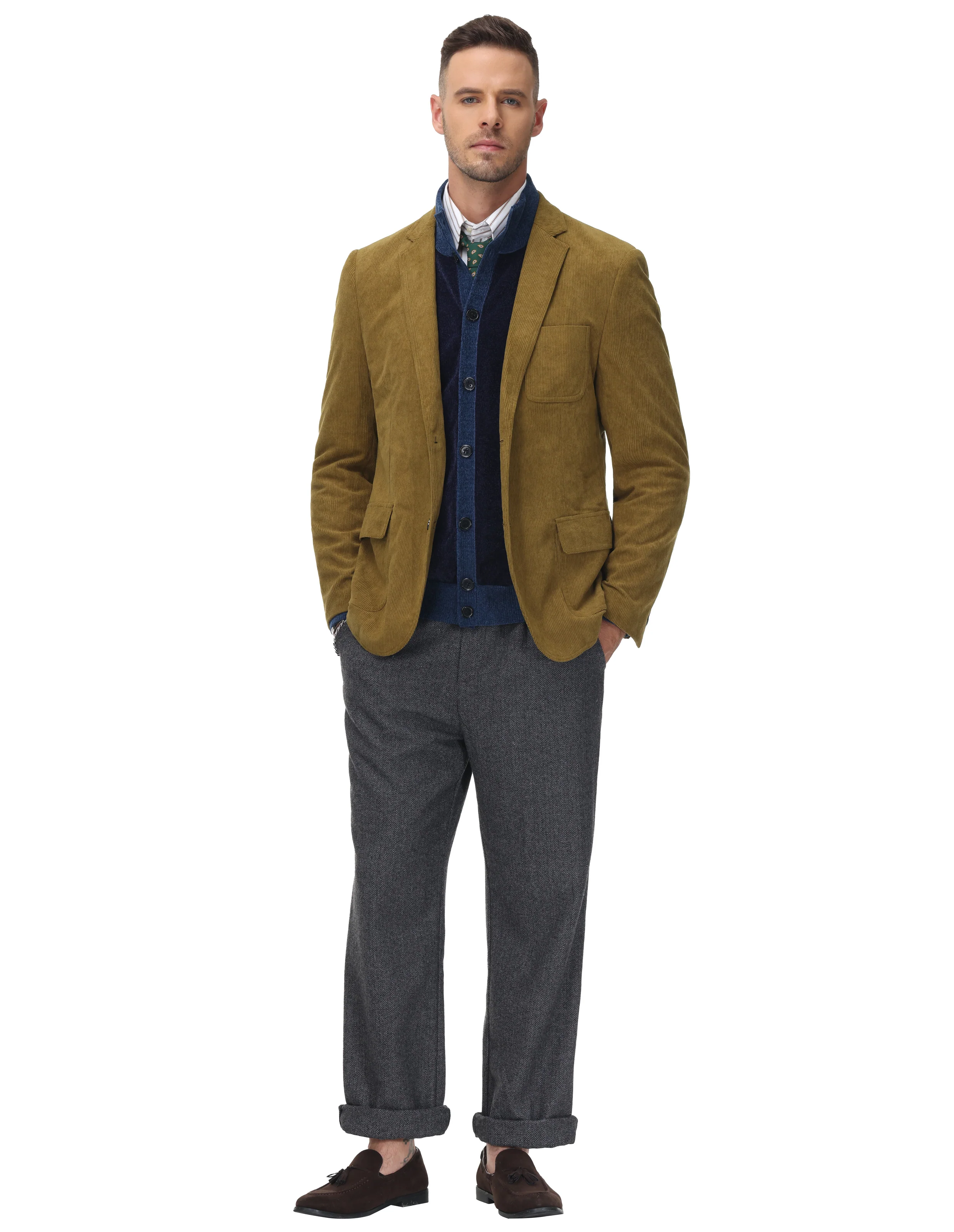 Men's Casual Corduroy Blazer Jacket Slim Fit Two Buttons Sport Coat - Image 7