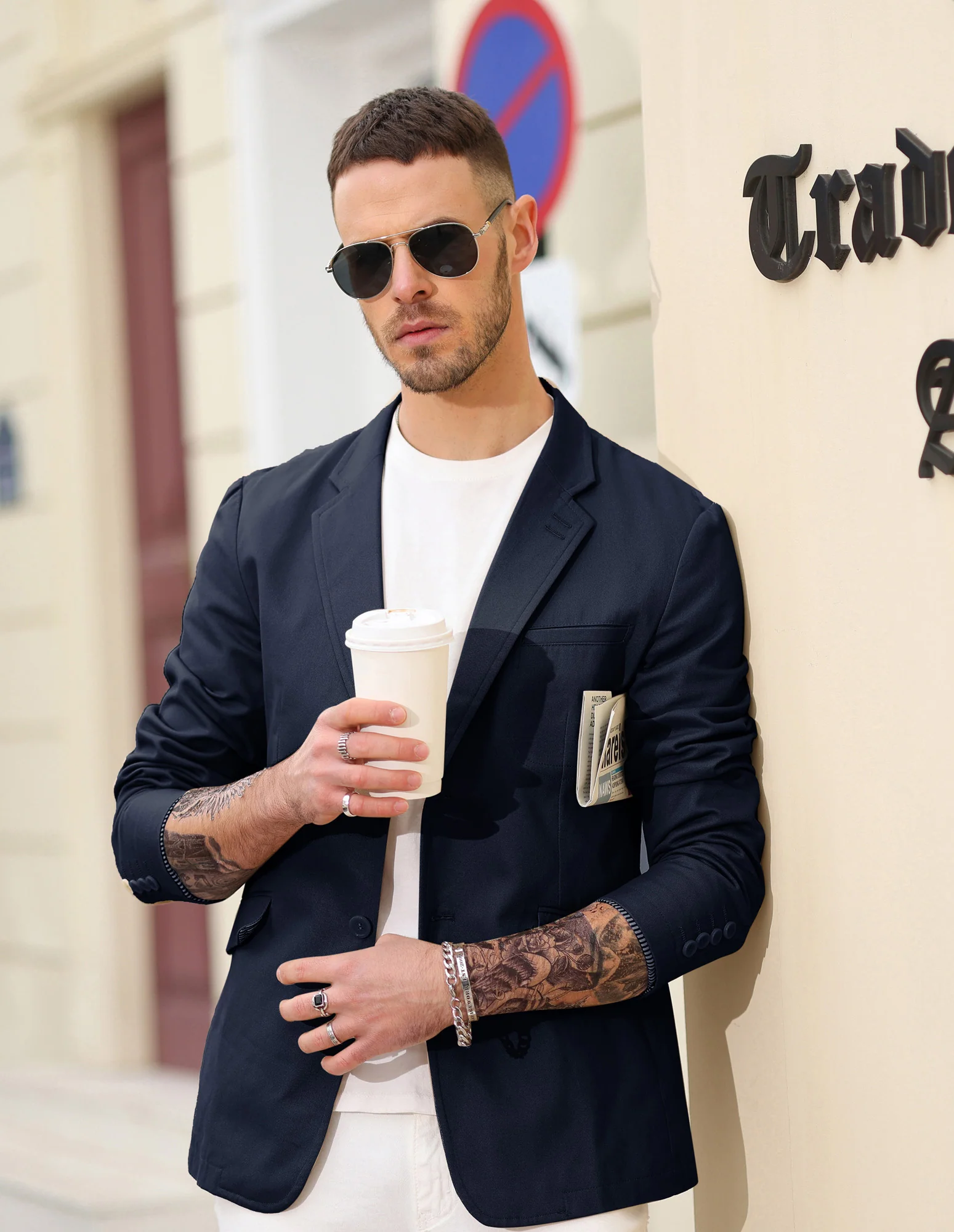Men's Cotton Twill Blazer Jacket Two Buttons Lightweight Casual Slim Fit Sport Coat - Image 10
