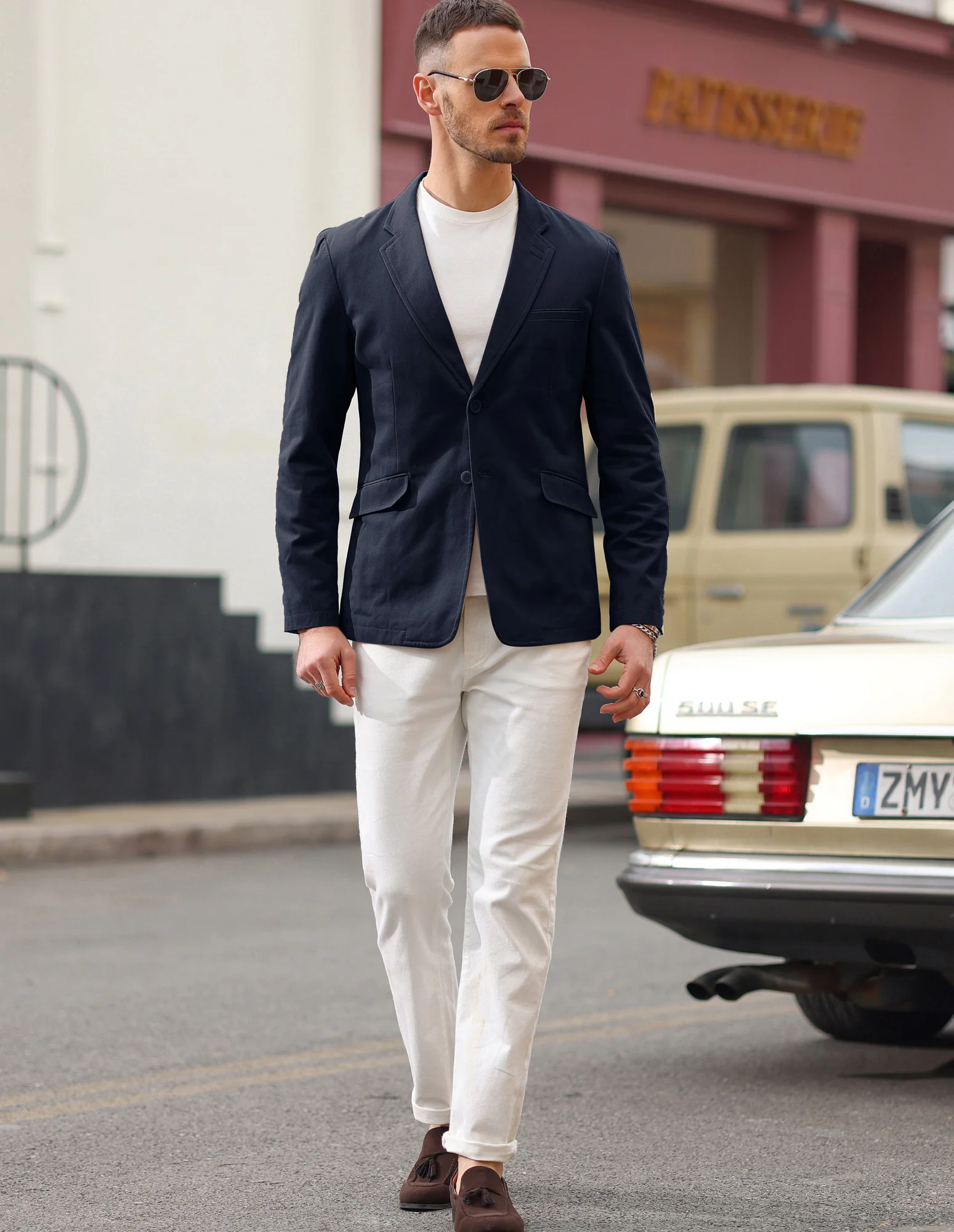 Men's Cotton Twill Blazer Jacket Two Buttons Lightweight Casual Slim Fit Sport Coat - Image 11