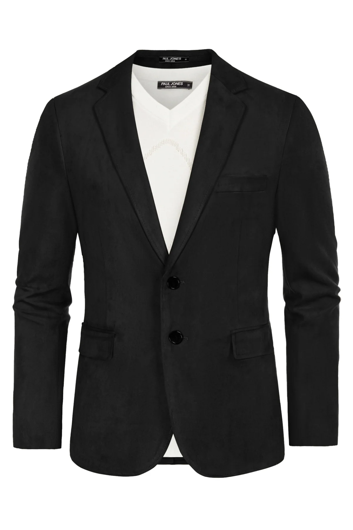 Paul Jones Men Faux Suede Blazer Coat Casual Notch Lapel Two Buttons Coat - Image 12