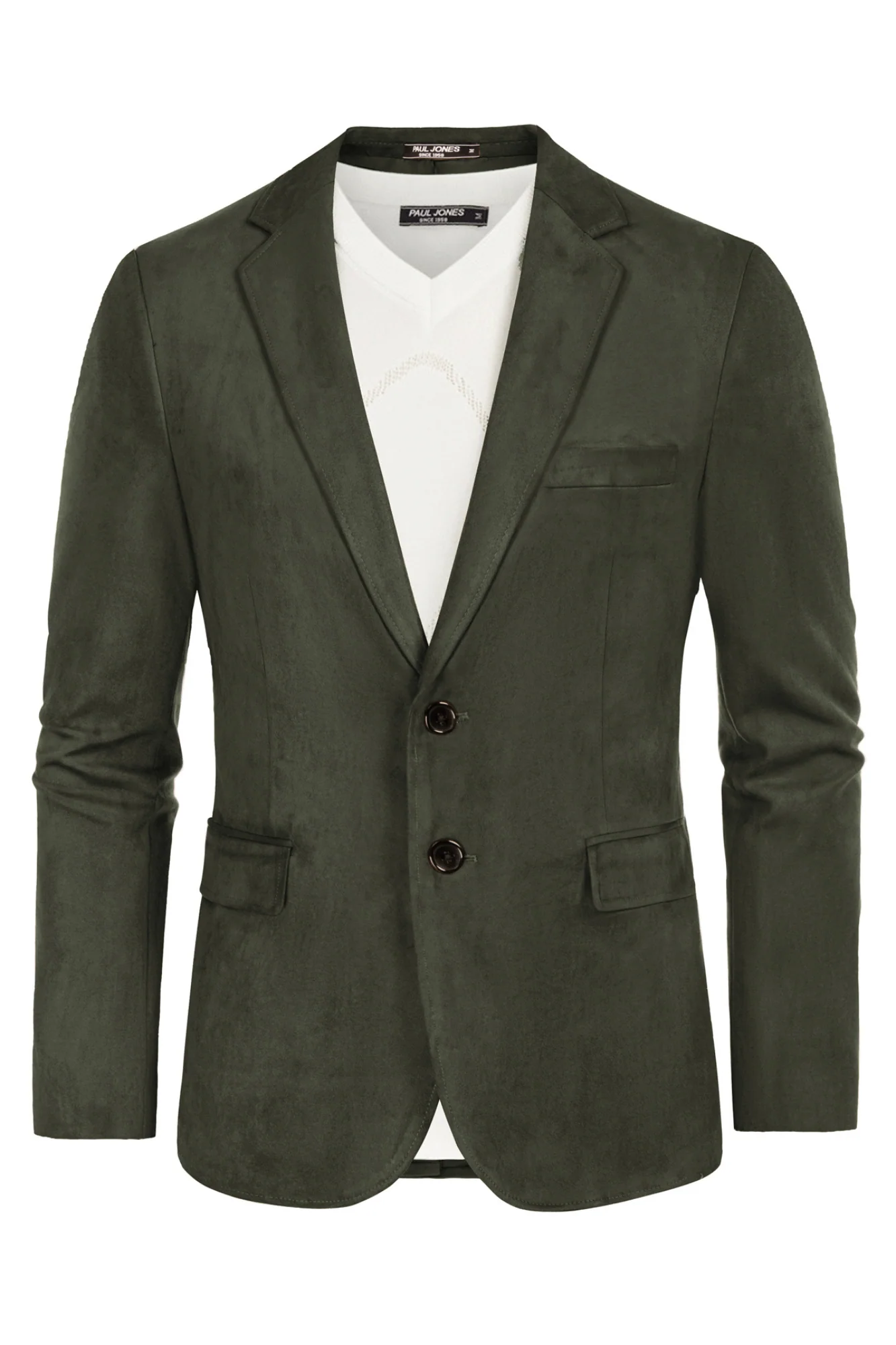 Paul Jones Men Faux Suede Blazer Coat Casual Notch Lapel Two Buttons Coat - Image 32
