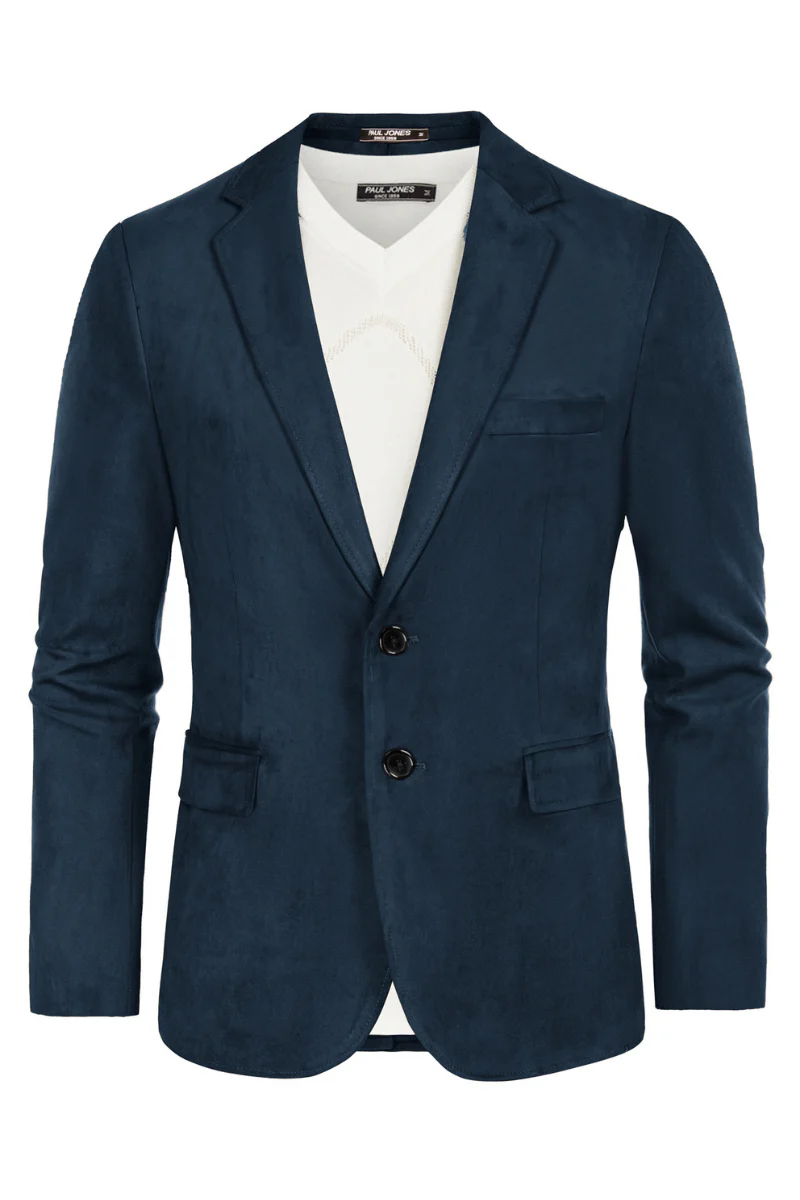 Paul Jones Men Faux Suede Blazer Coat Casual Notch Lapel Two Buttons Coat - Image 44