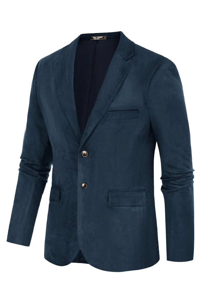 Paul Jones Men Faux Suede Blazer Coat Casual Notch Lapel Two Buttons Coat - Image 45