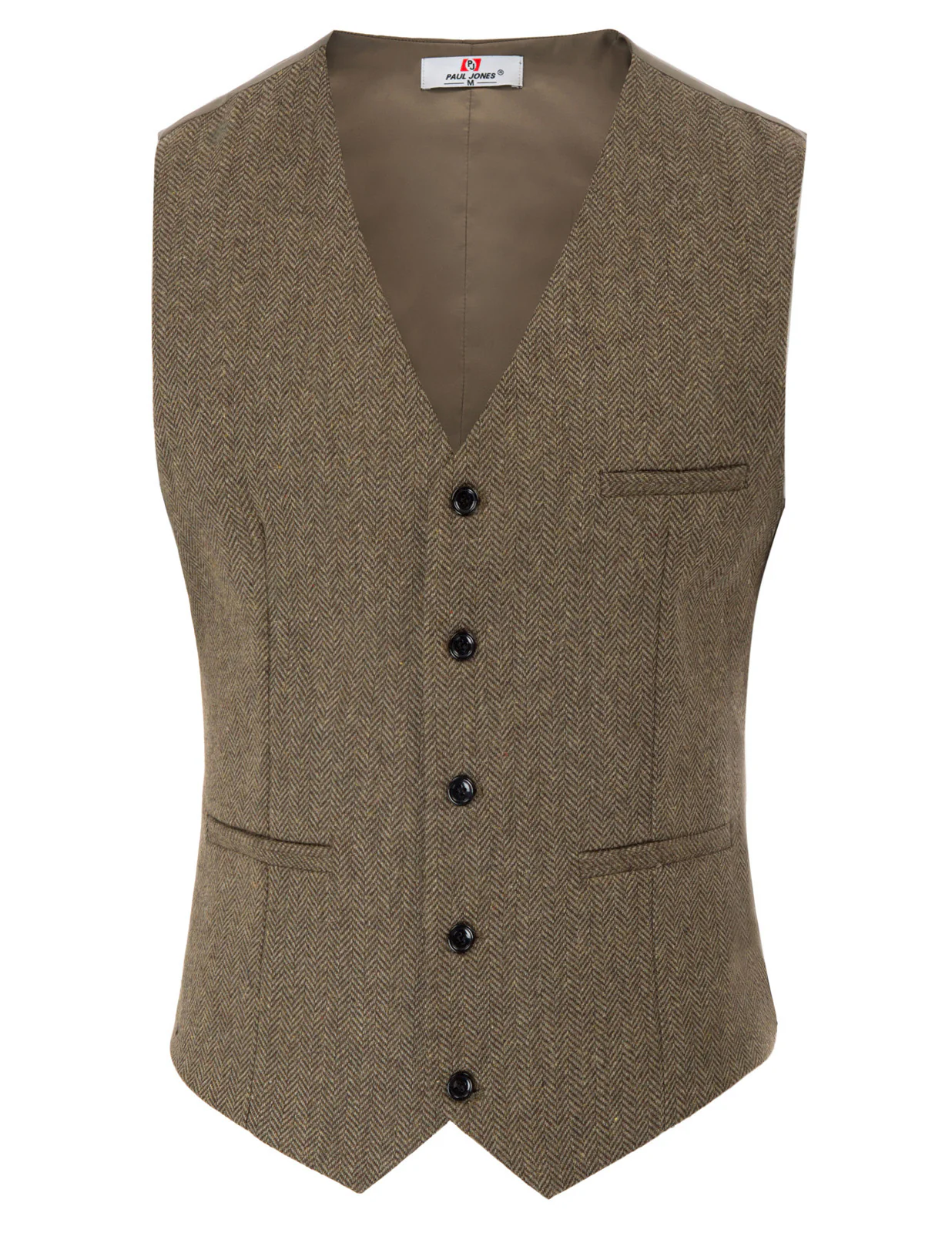 Men's Western Herringbone Tweed Suit Vest Wool Blend V Neck Slim Fit Waistcoat - Image 11